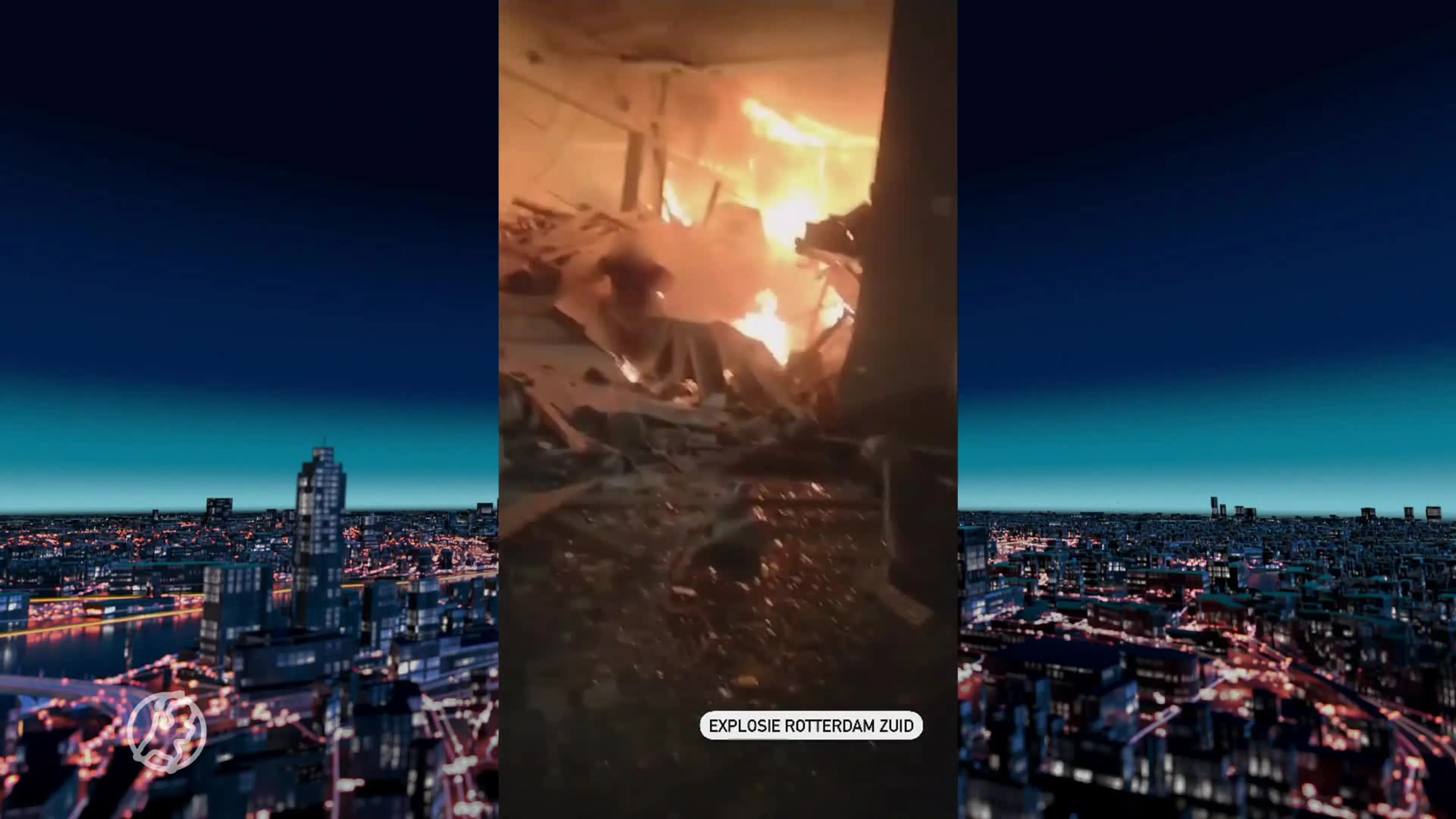 Heftig beeld: man ontsnapt uit vuur na explosie Rotterdam