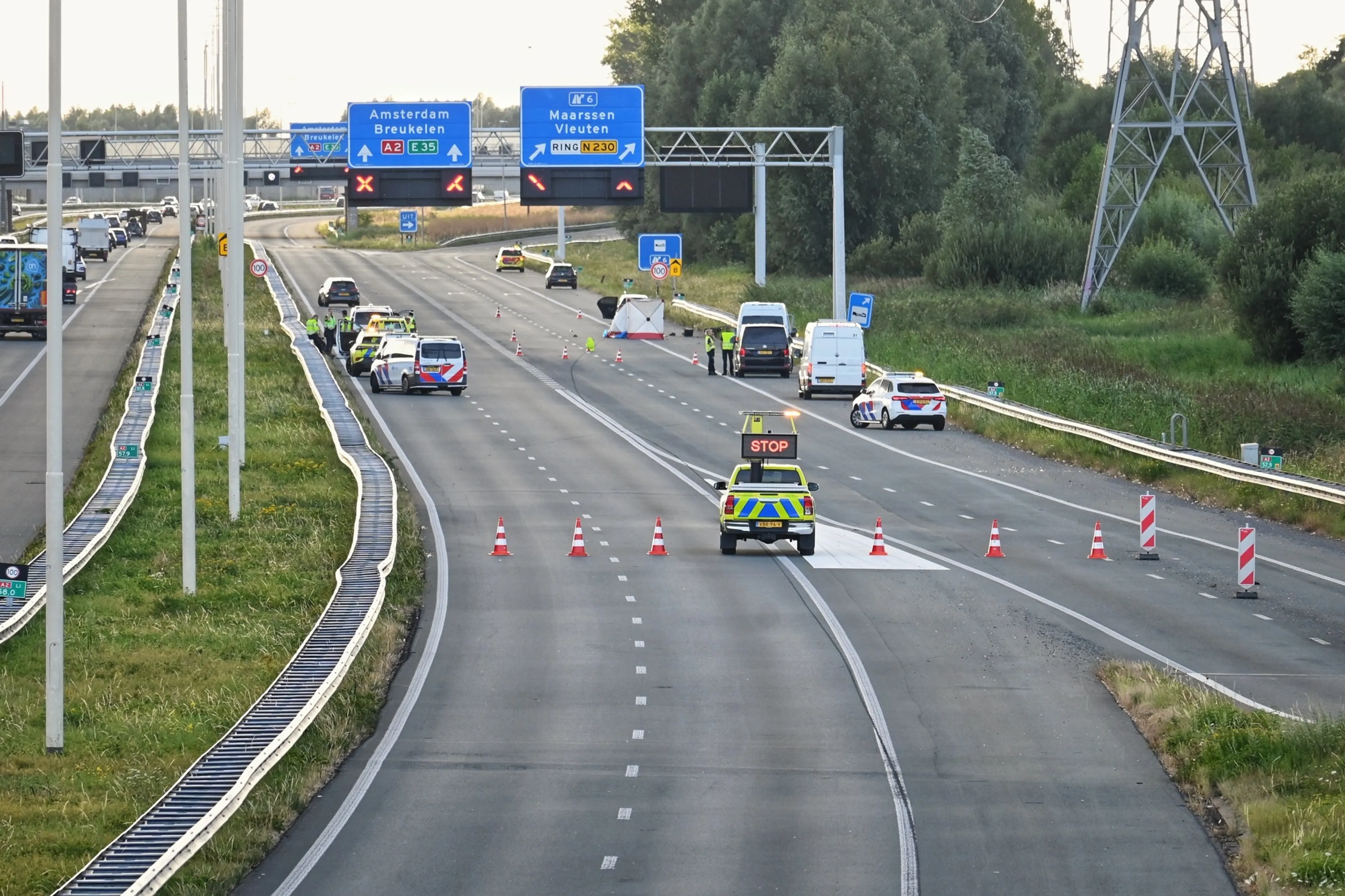 Motorrijder komt om het leven bij ongeval op A2 bij Utrecht