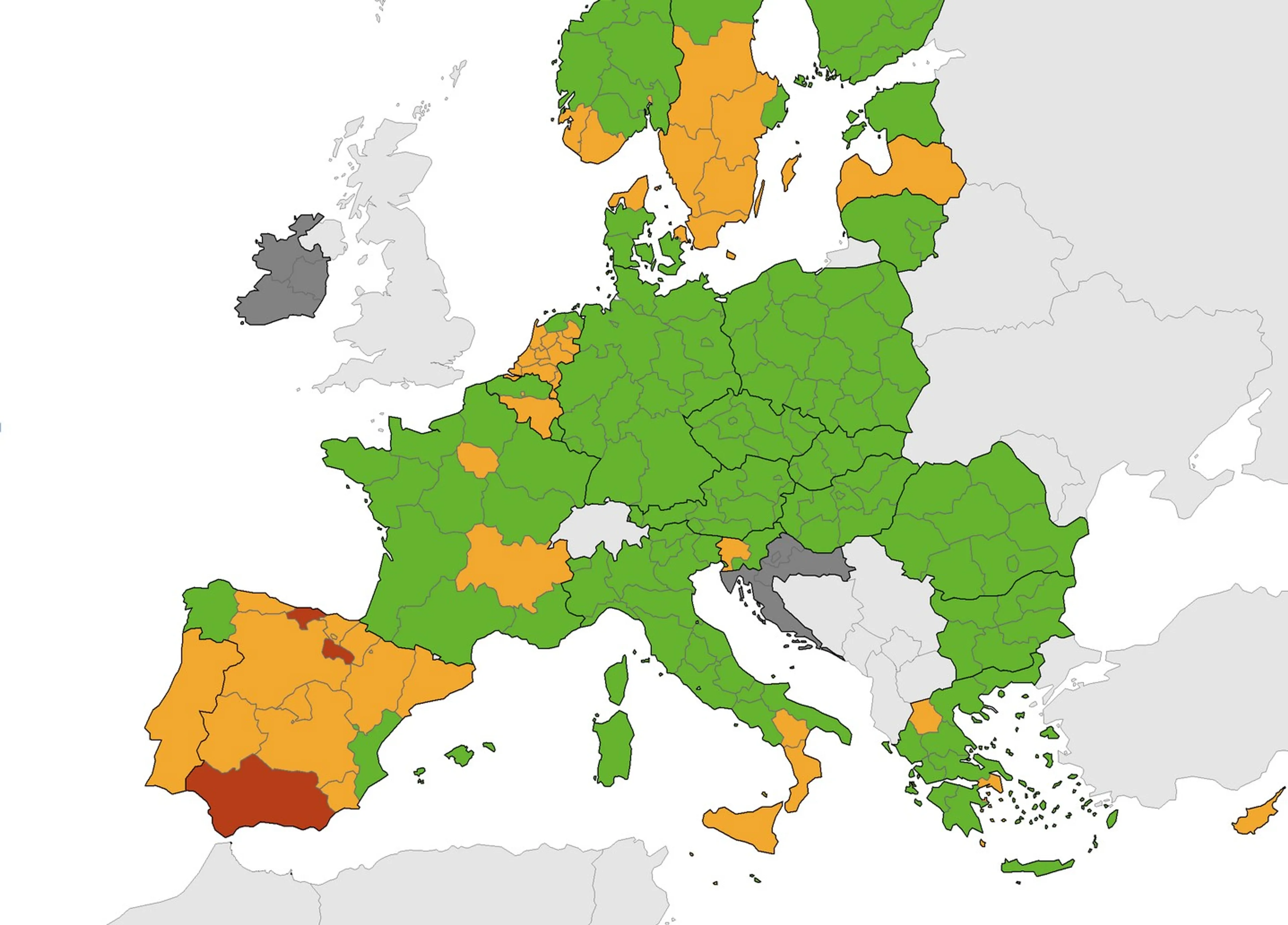 Nederland kleurt niet langer rood op coronakaart Europa