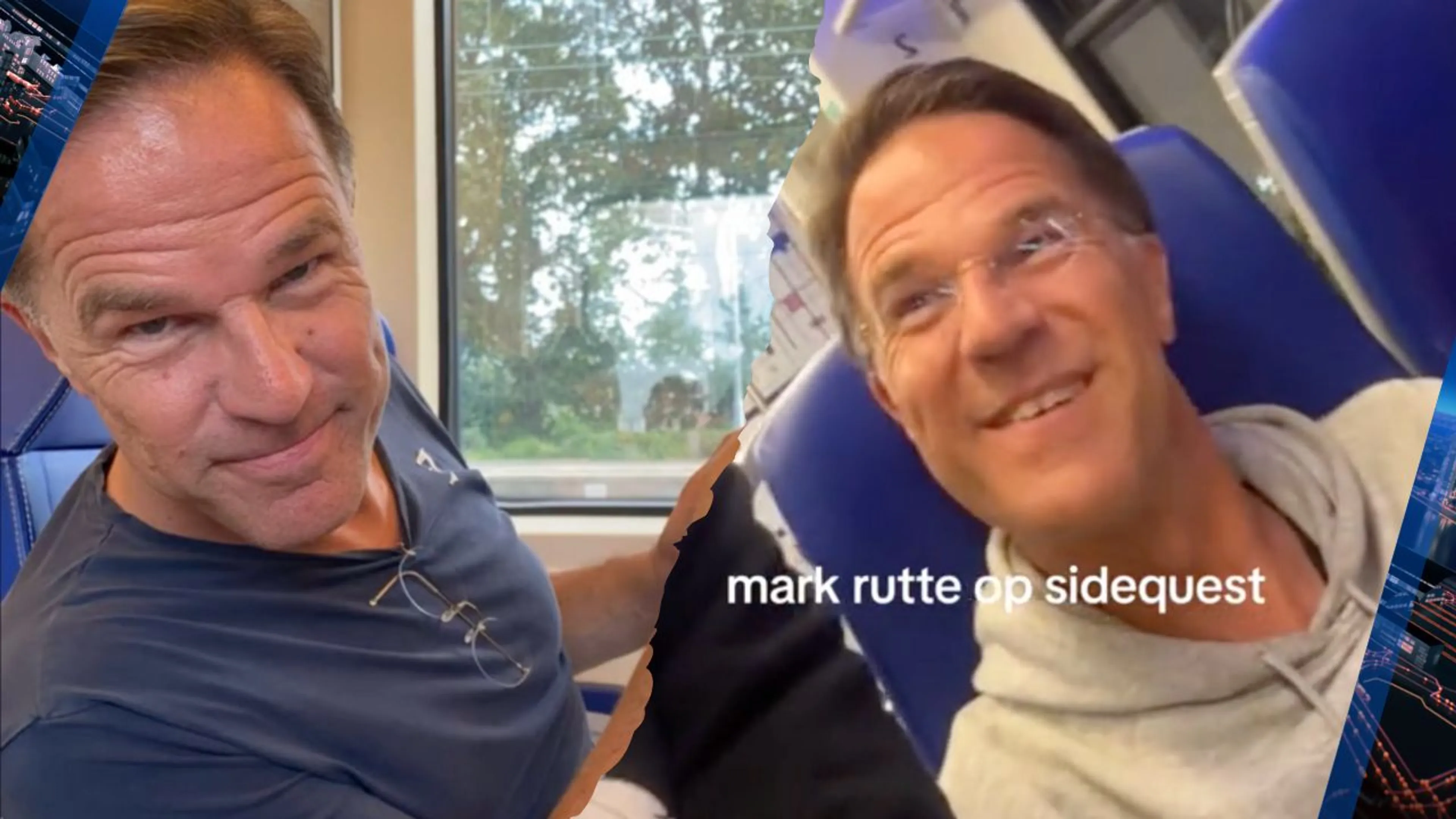 Van Tweede Kamer naar tweede klas: filmpjes van Rutte in de trein gaan viraal
