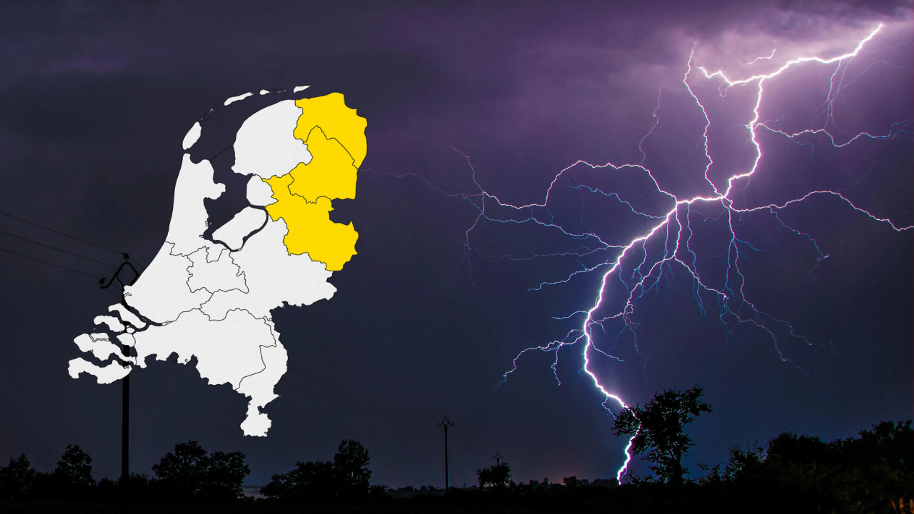 Code geel om onweer in noordoosten: hagel, windstoten en veel regen