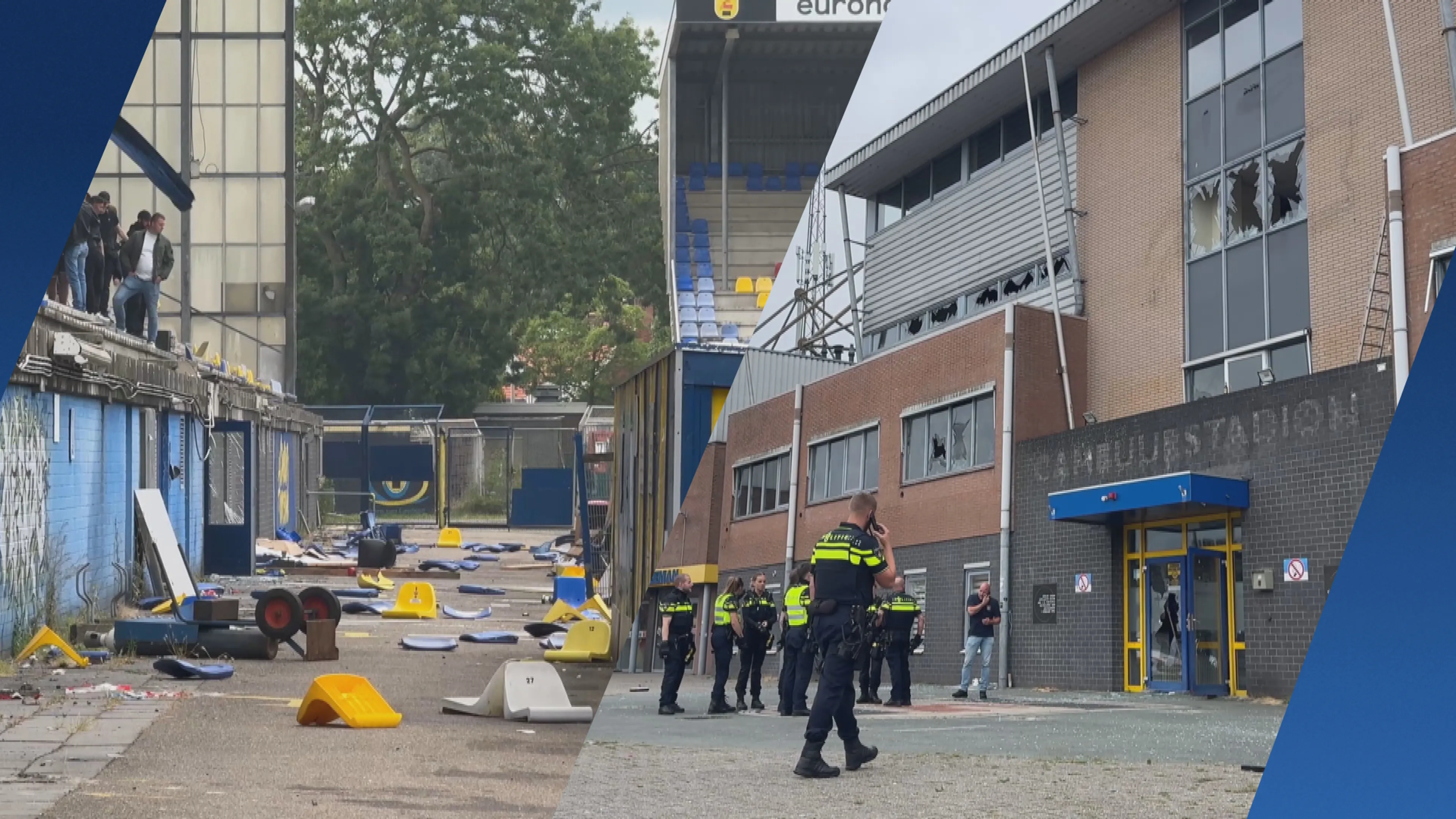Ravage bij oud Cambuurstadion: brand, dug-outs vernield en stoelen losgerukt