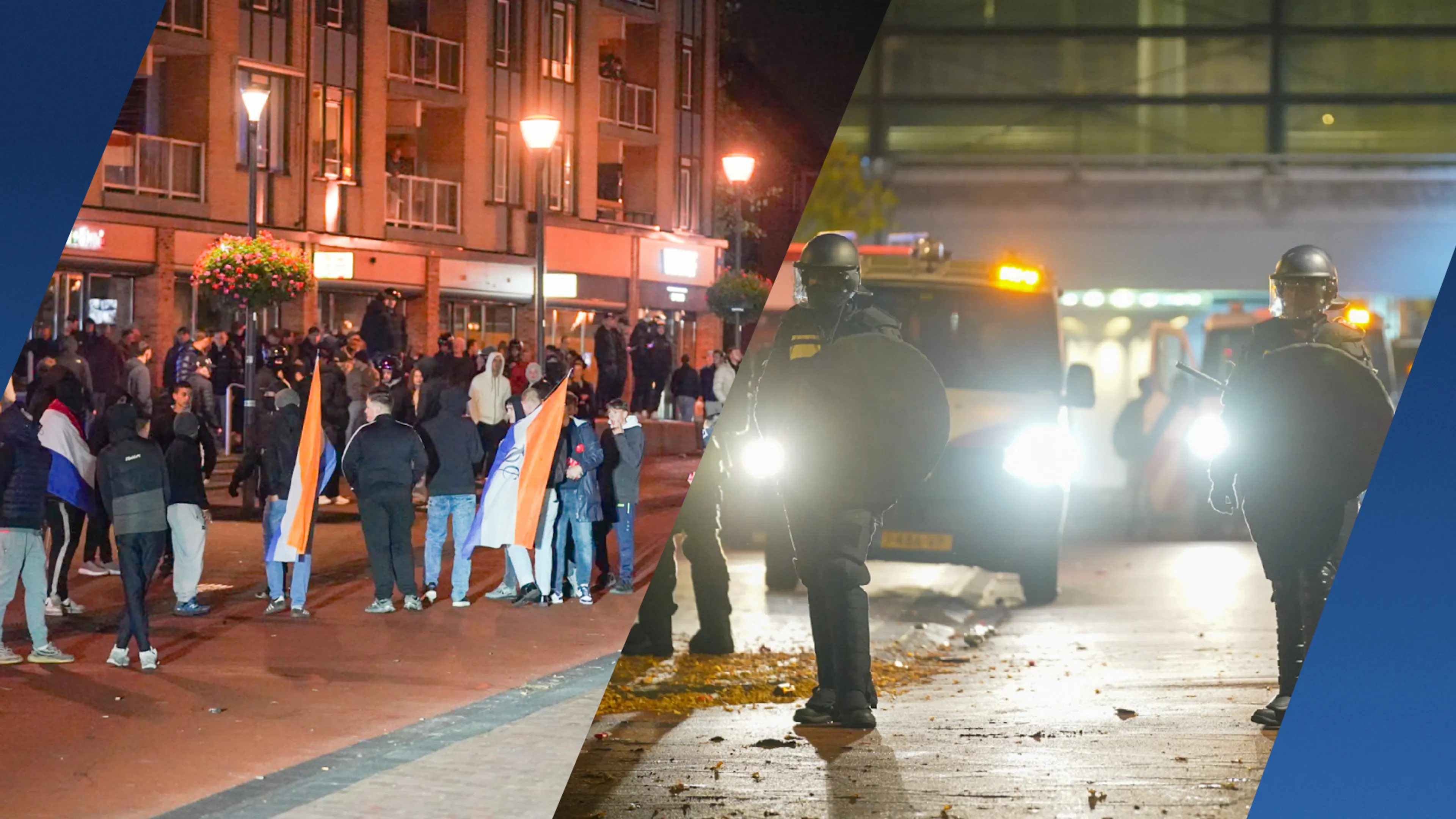Vuurwerk, eieren en prinsenvlaggen: ME grijpt in bij azc-protest in Houten