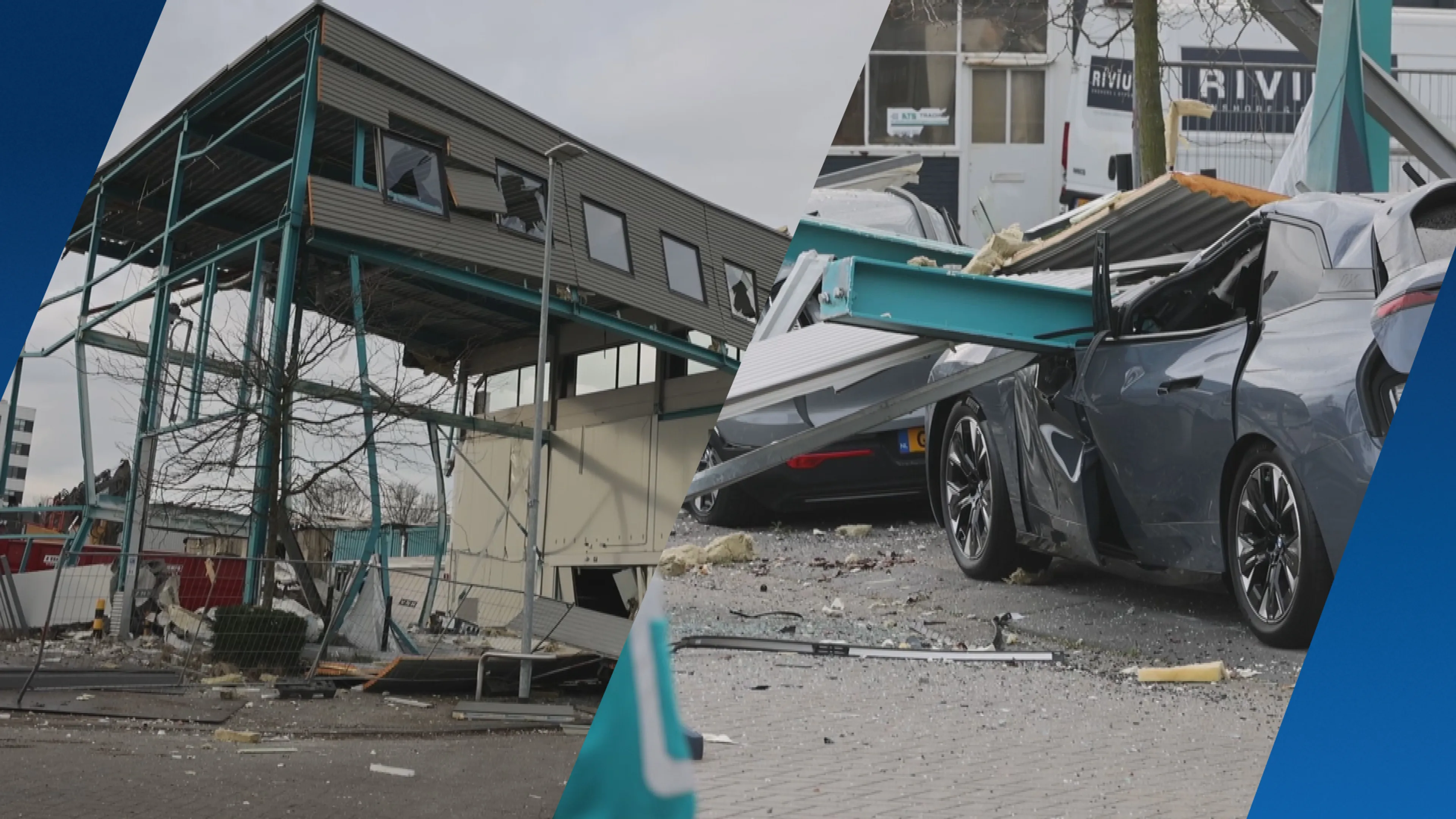 Sloopwerk gaat mis: gevel valt op auto’s in Schiedam