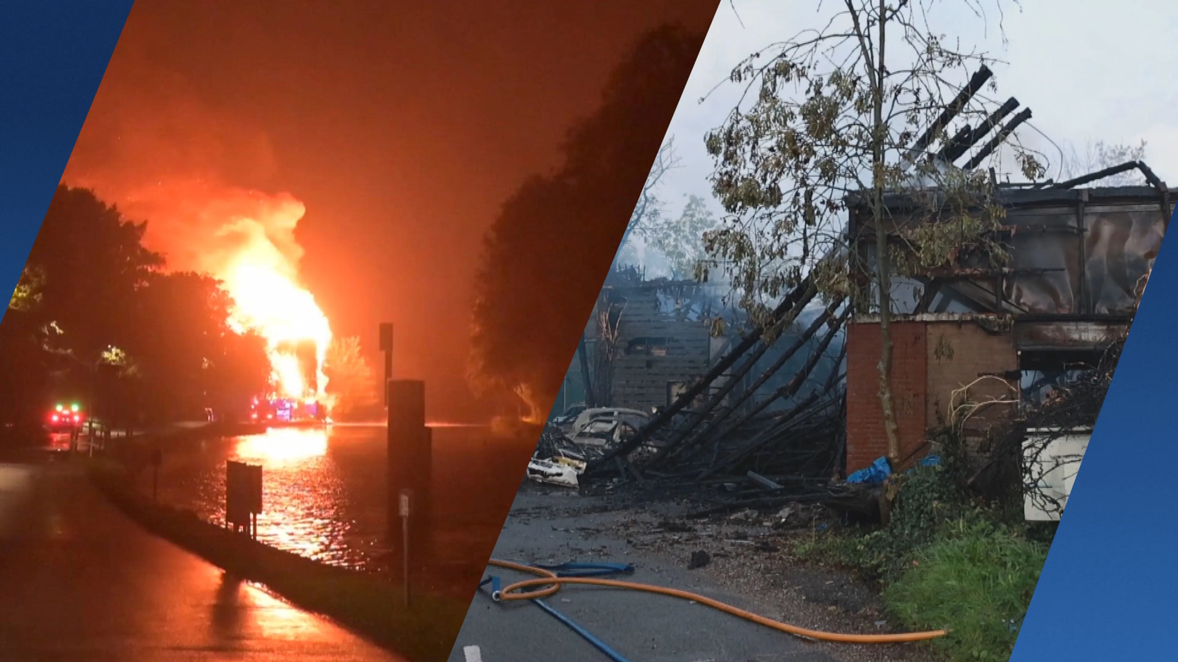 Grote brand in loods Leiden, gebouw en auto's verwoest door vlammen