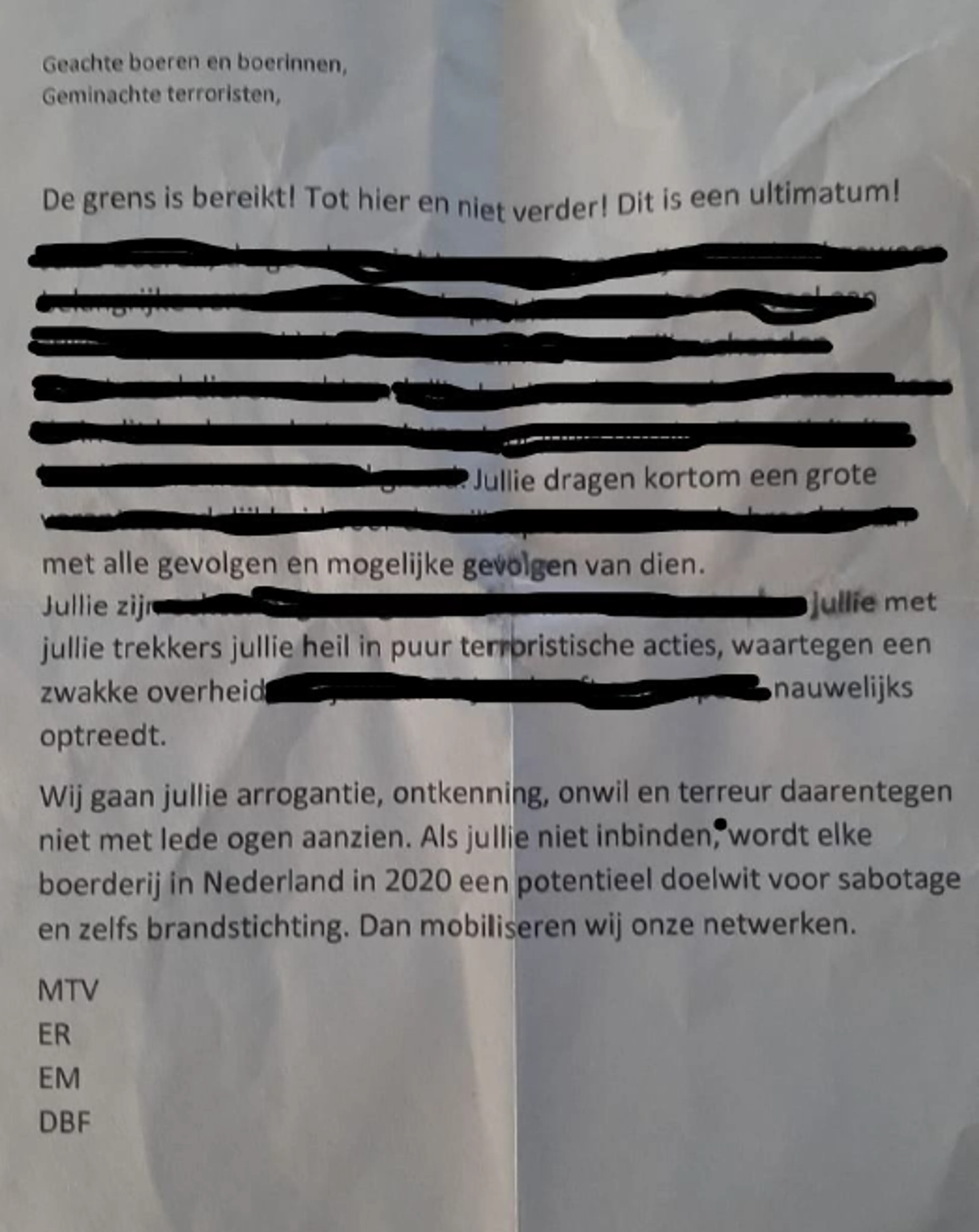 Boeren 'doelwit van sabotage en brandstichting' als ze doorgaan met protestacties