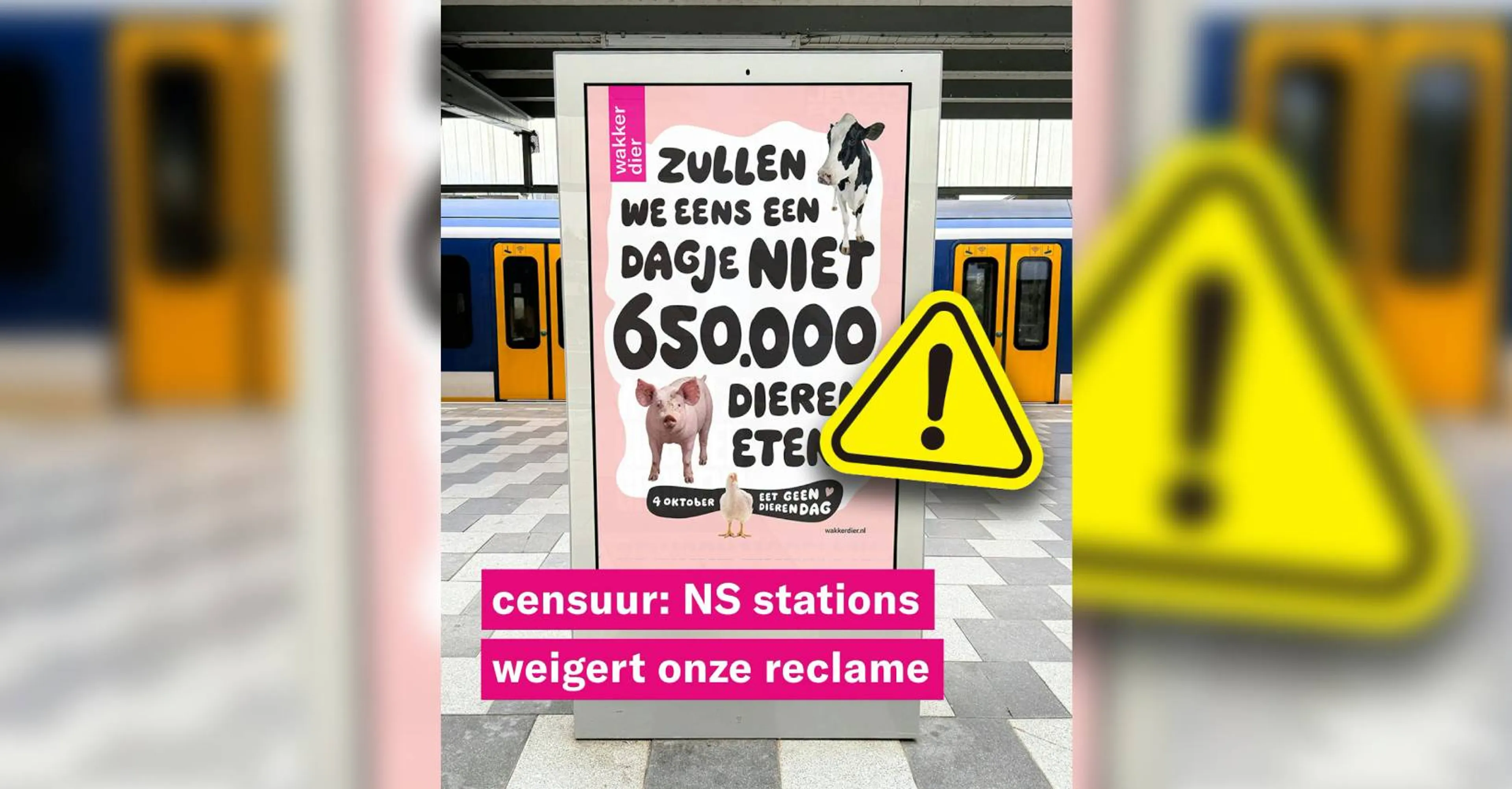 Rechter fluit NS terug: posters Wakker Dier mogen op stations komen