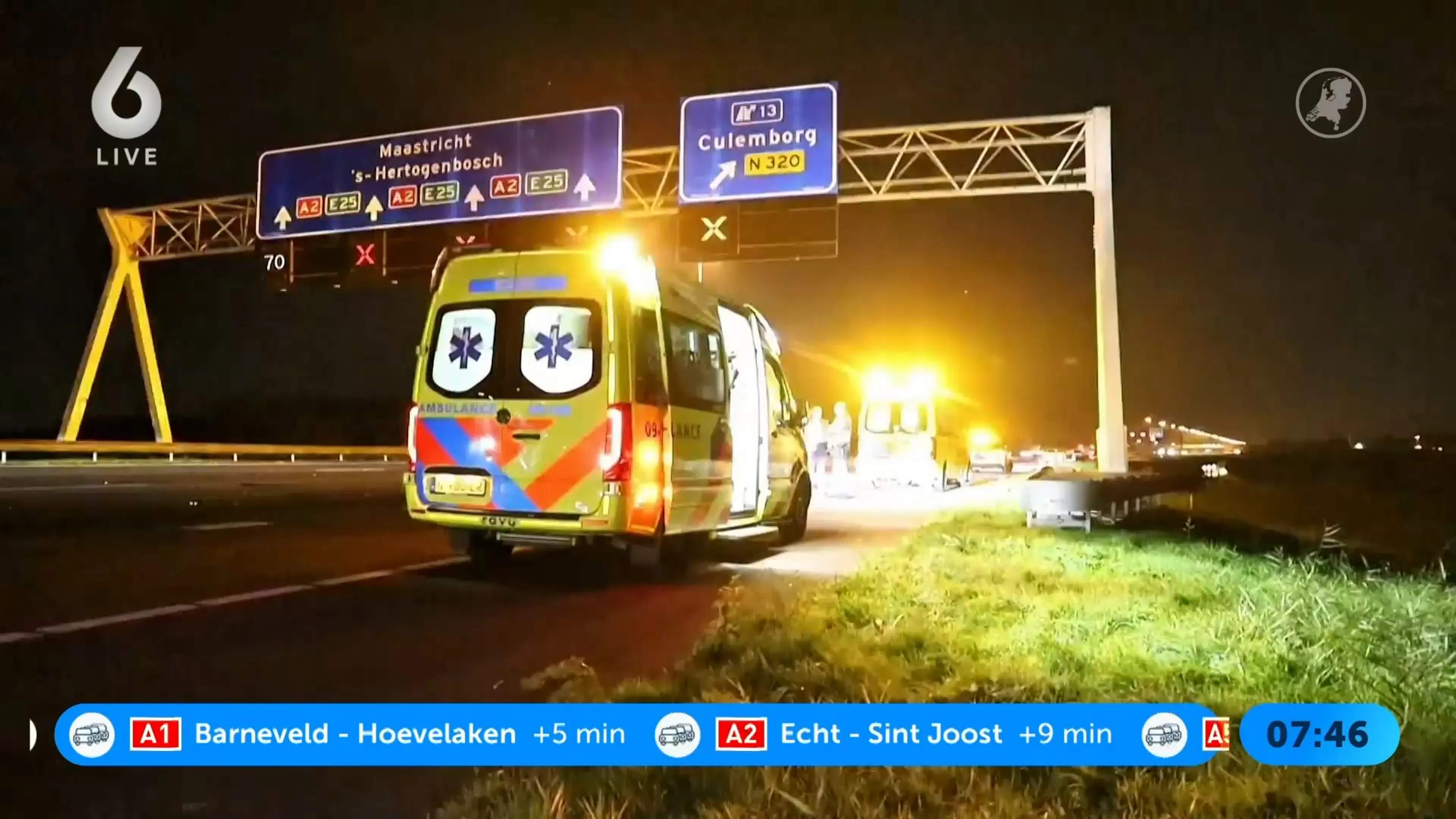 Paard doodgereden op A2 bij Culemborg