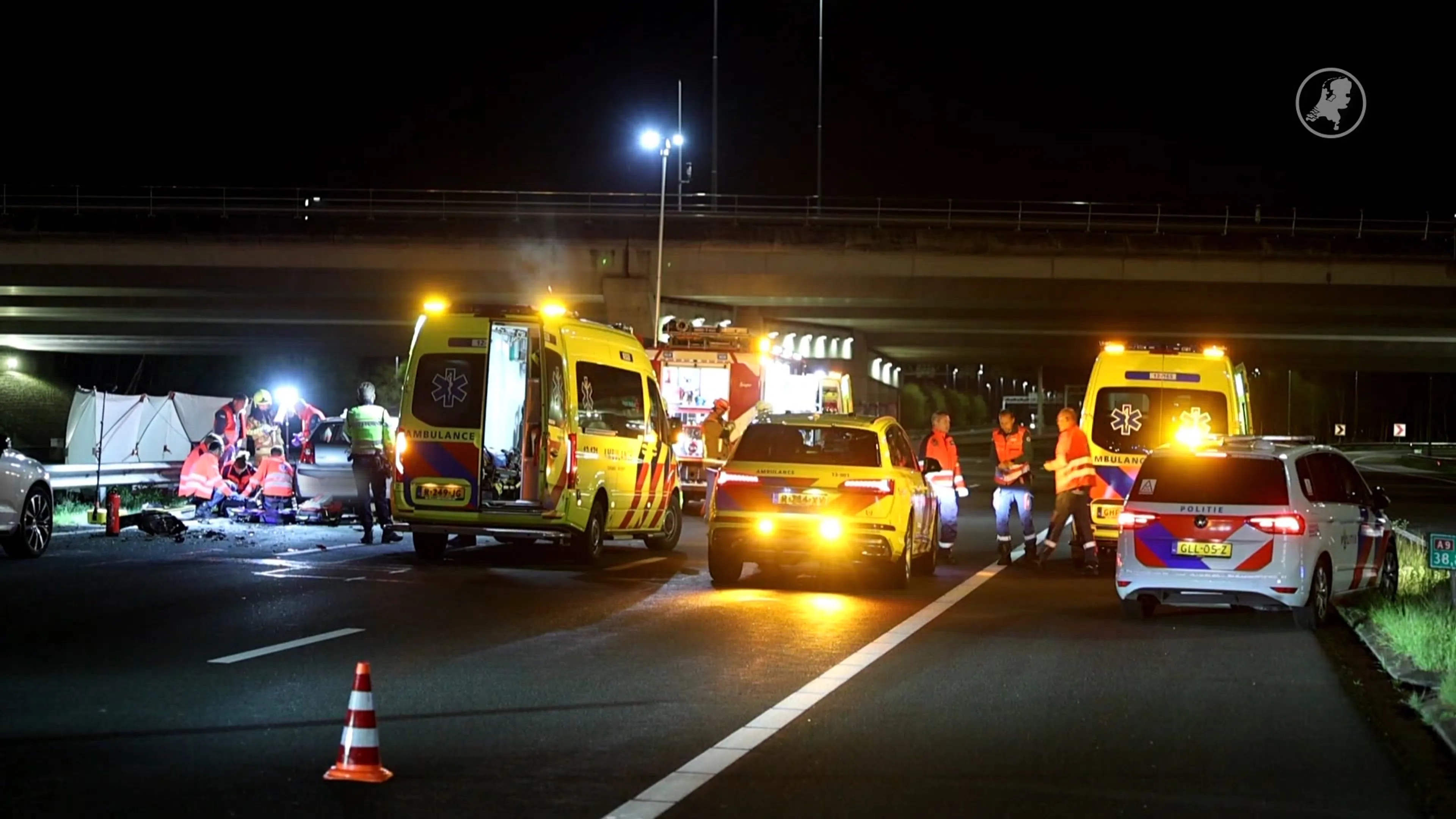 Automobilist overleden bij ernstig ongeluk op A9