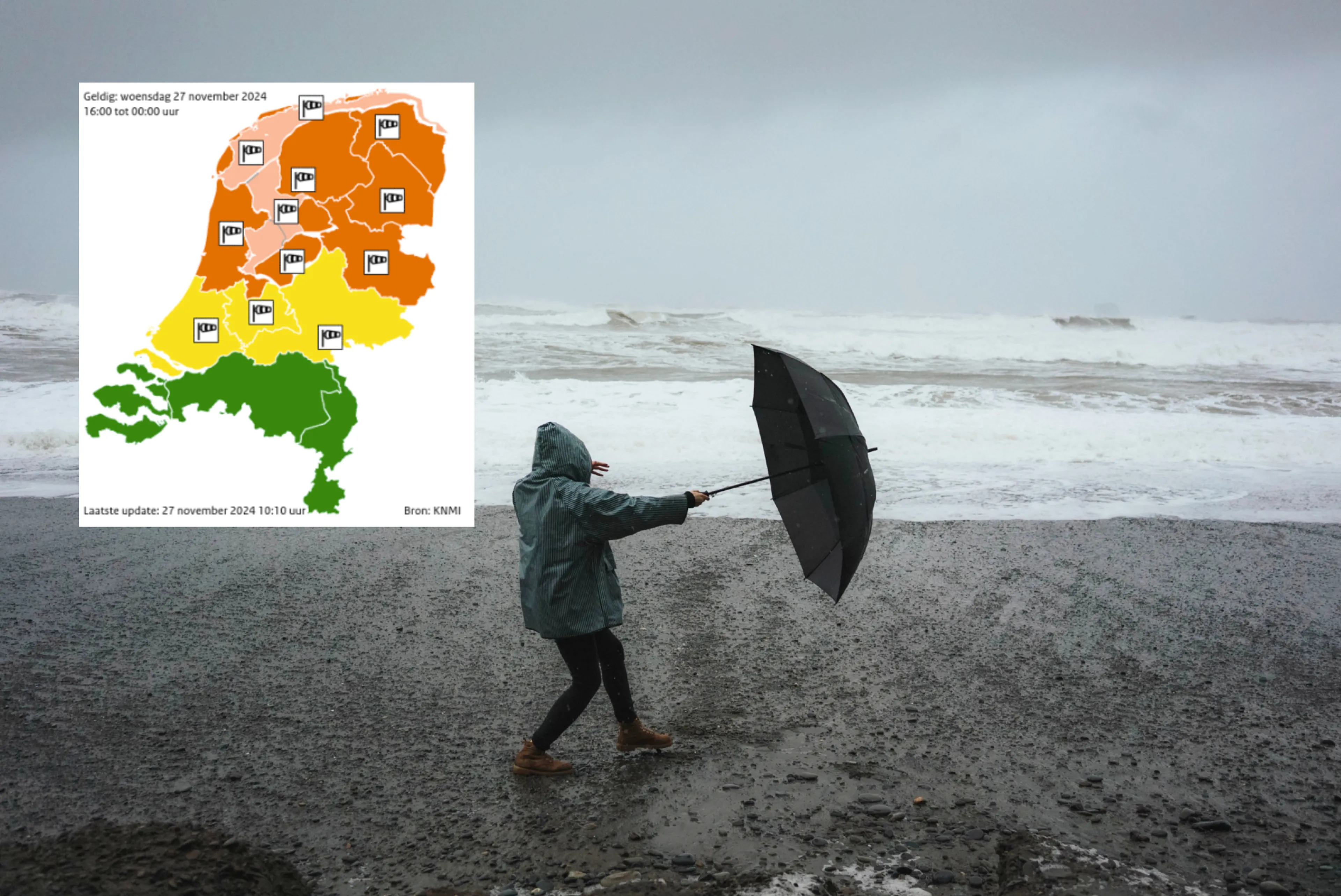 KNMI schaalt op naar code oranje: storm Conall raast vanavond over Nederland