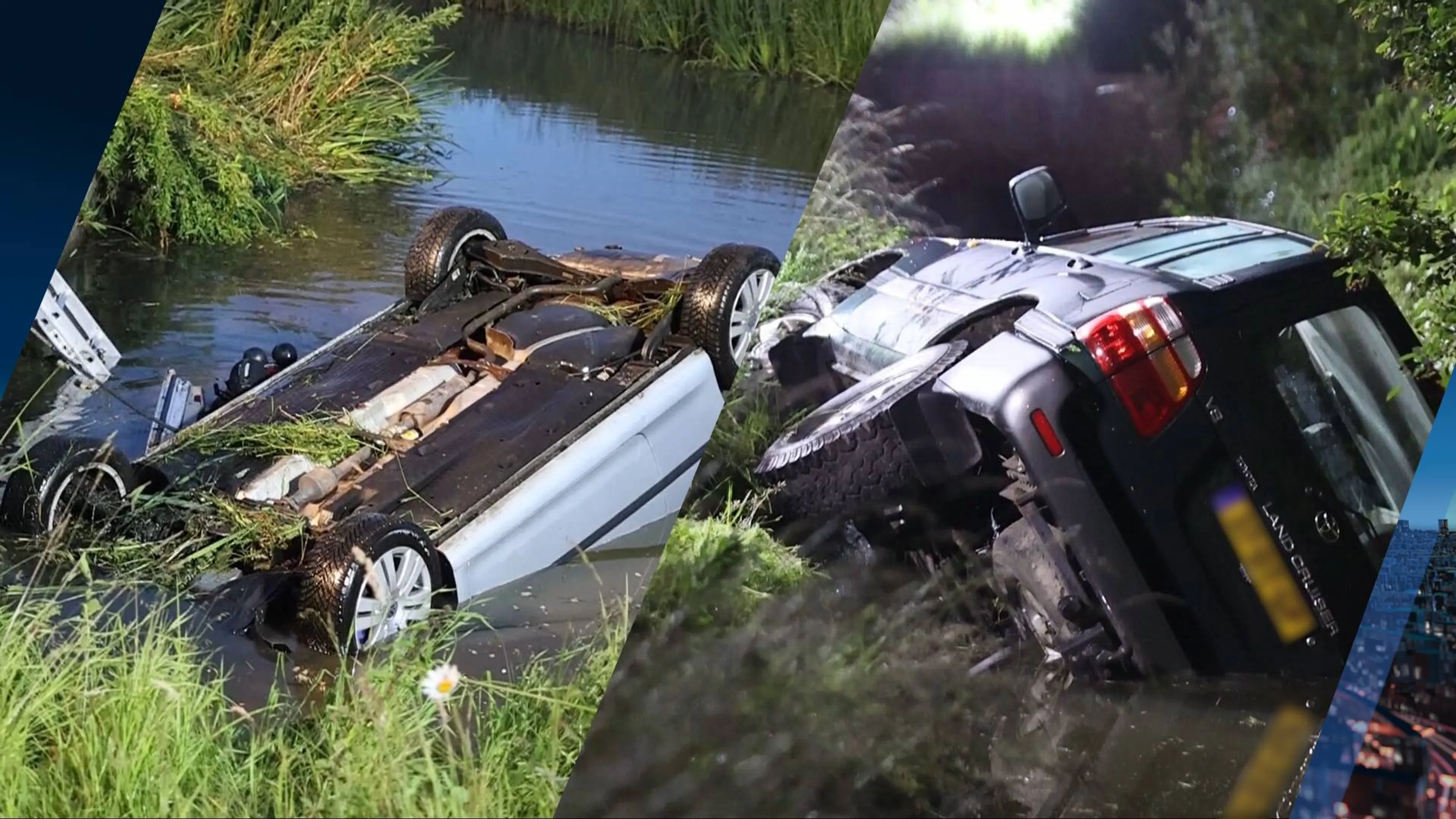 Auto na auto te water in De Lier, meerdere gewonden gevallen