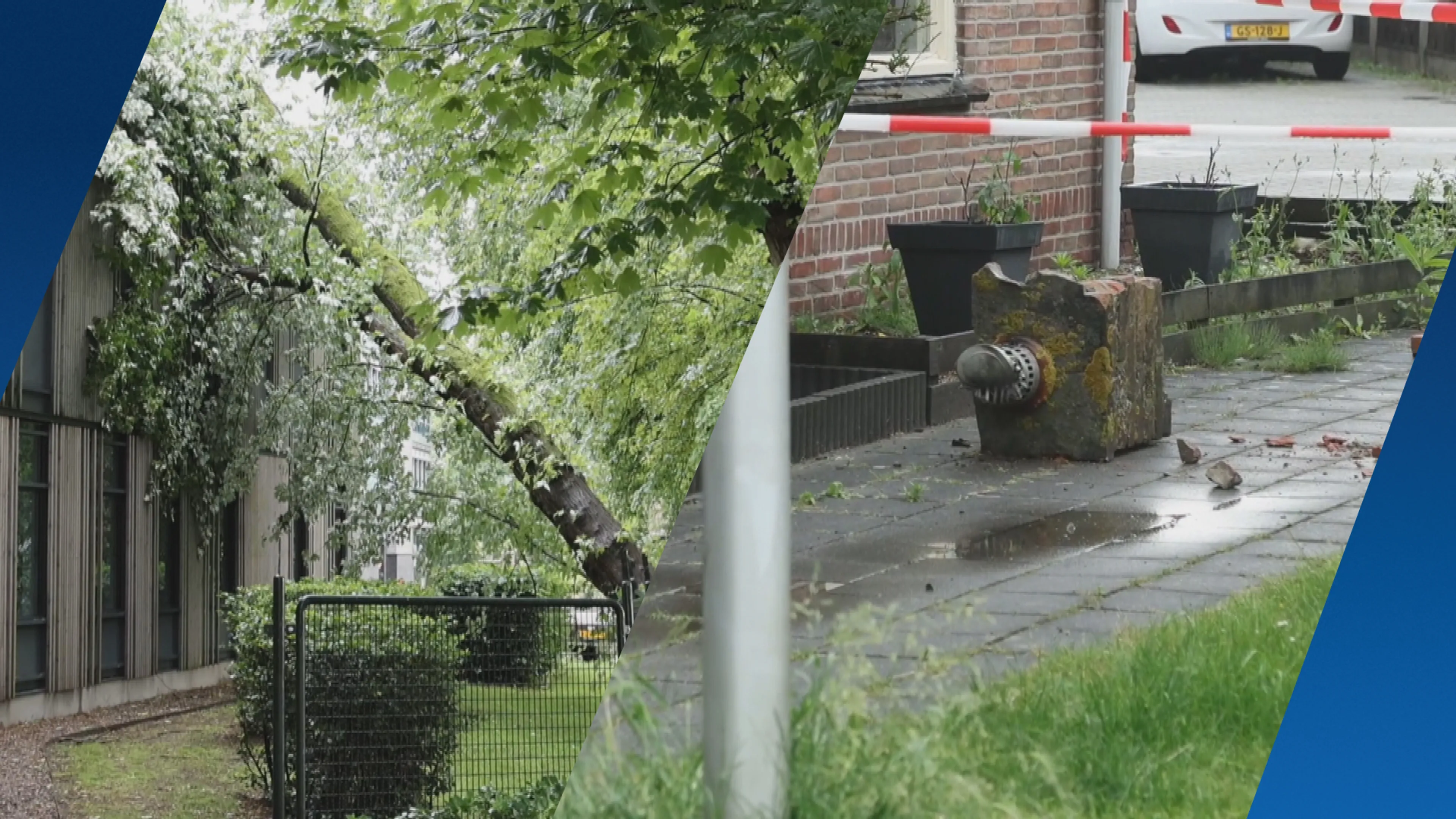 Schade in Twente door noodweer: dak geraakt door bliksem, boom valt op pand