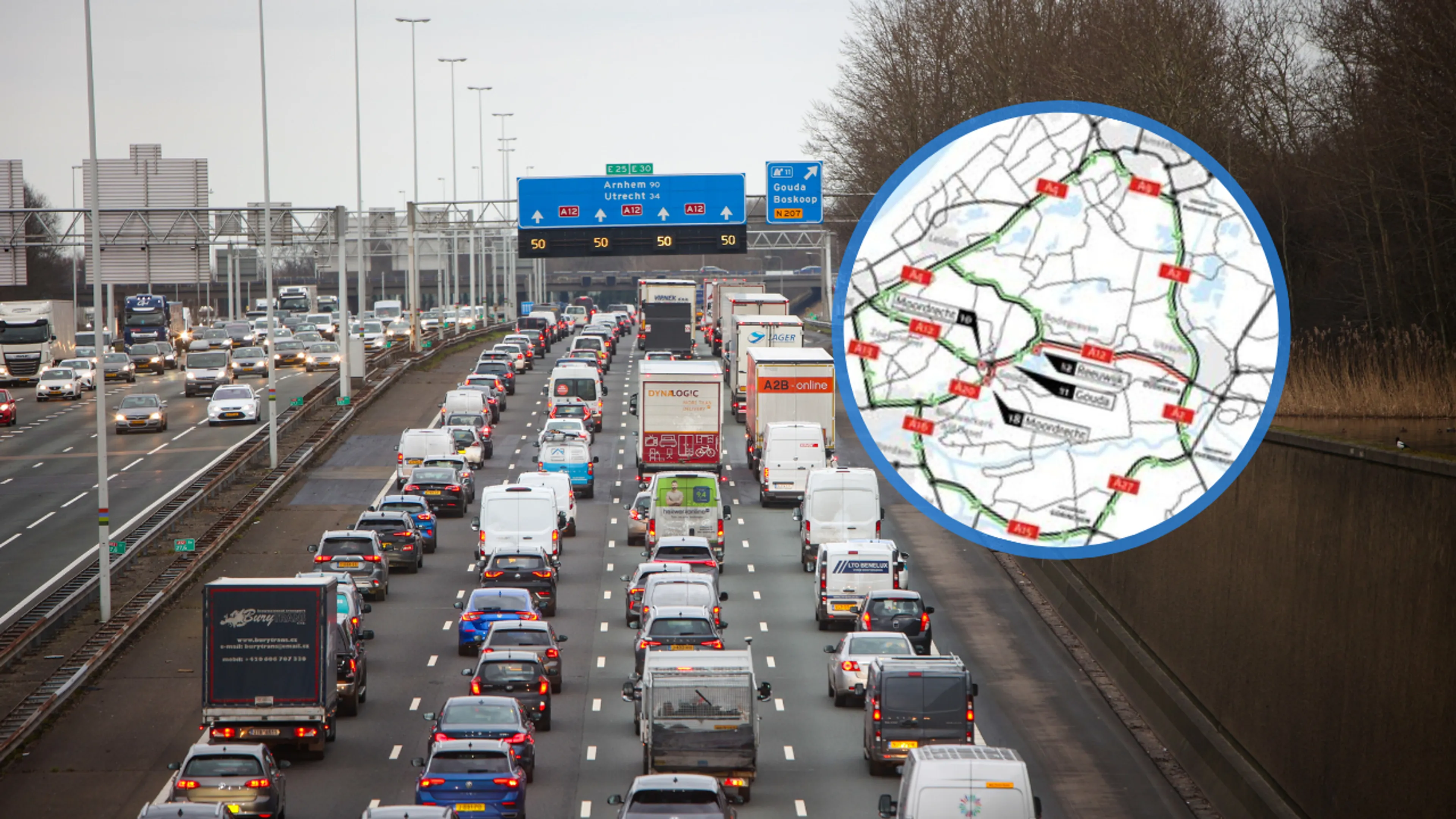 Ruim 30 minuten vertraging op A12 door werkzaamheden, maar file is niet 'ontwrichtend'