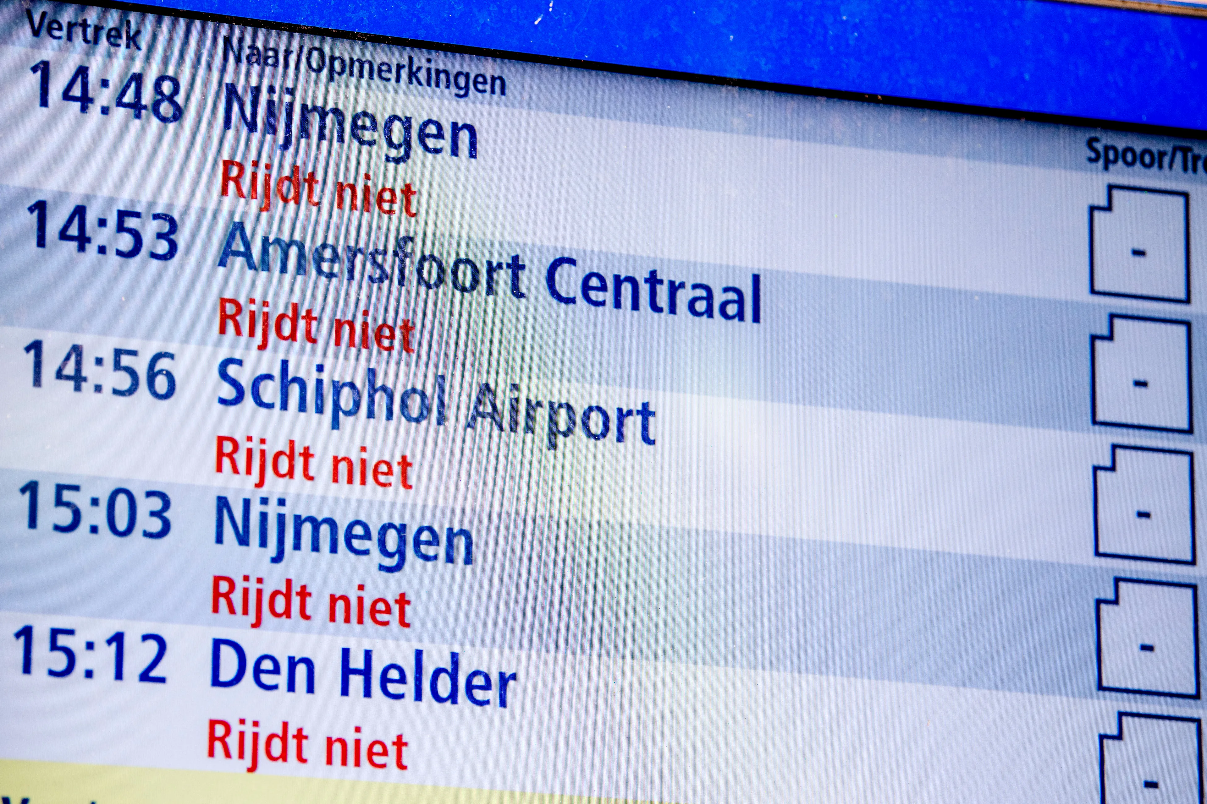 Treinverkeer in vrijwel heel Nederland plat door grote technische storing