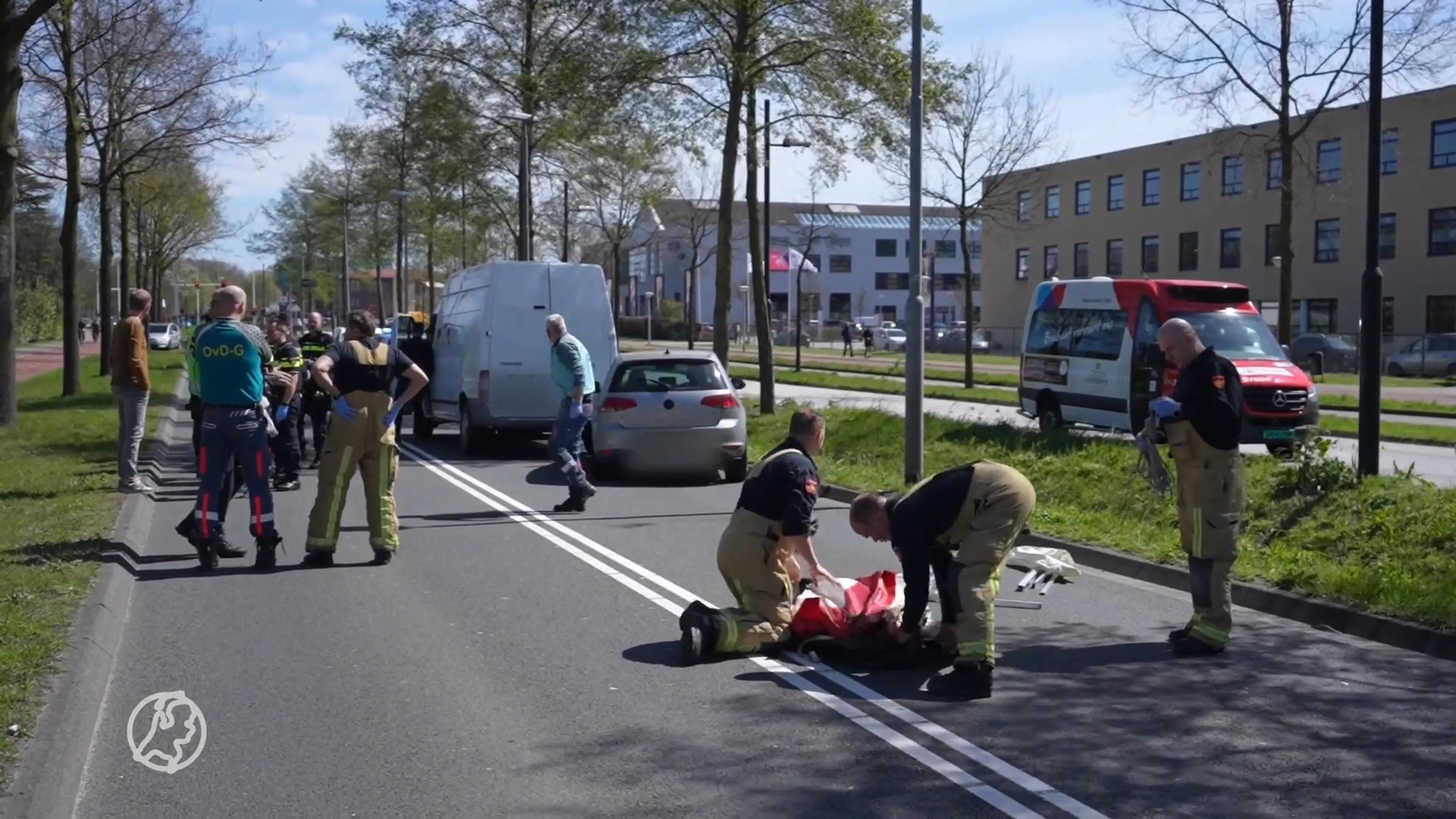Auto's klappen op elkaar nadat man is ingezakt die gewonde gans wil helpen