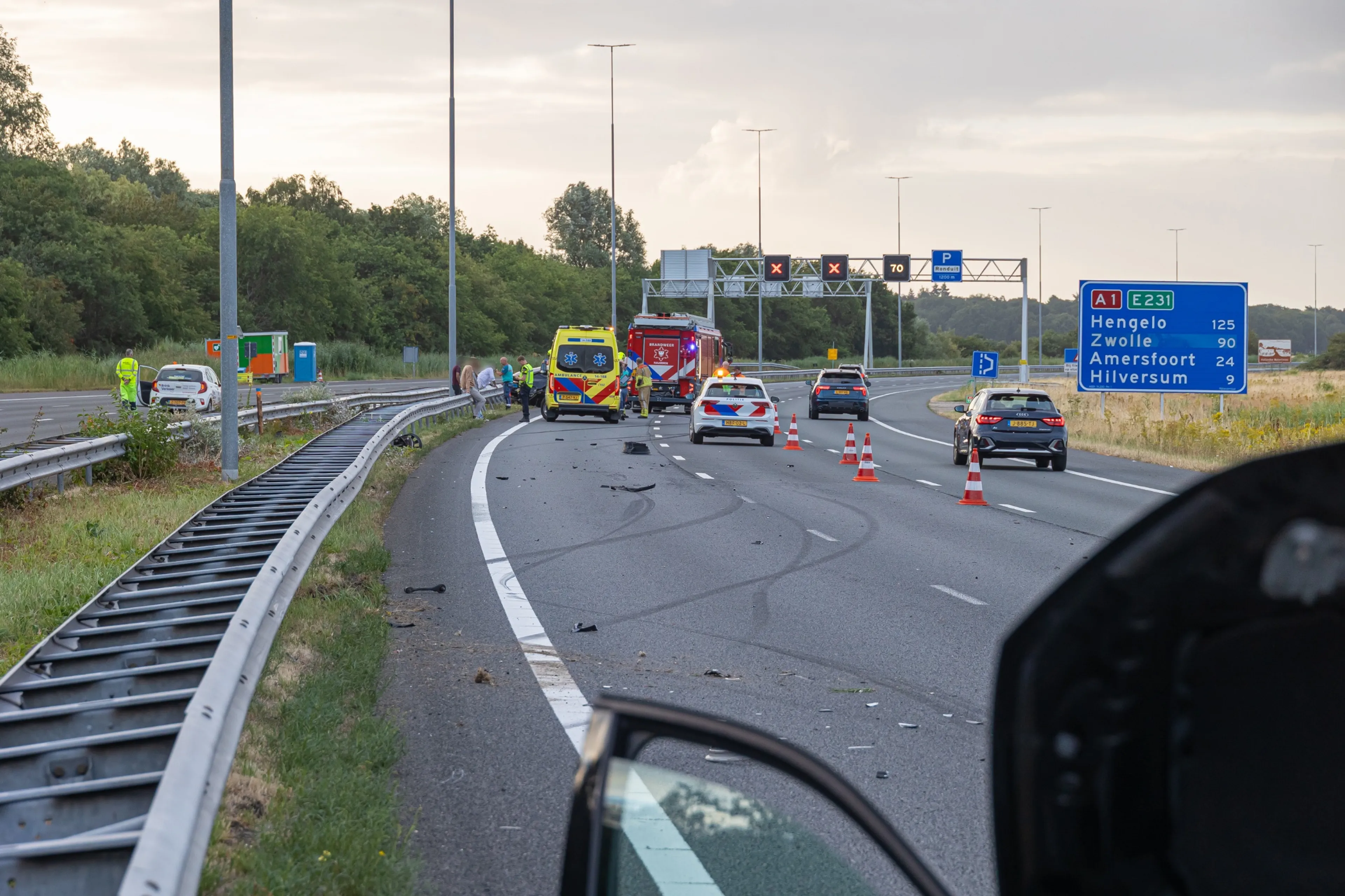 Spookrijder onder invloed veroorzaakt aanrijding op A1 bij Naarden