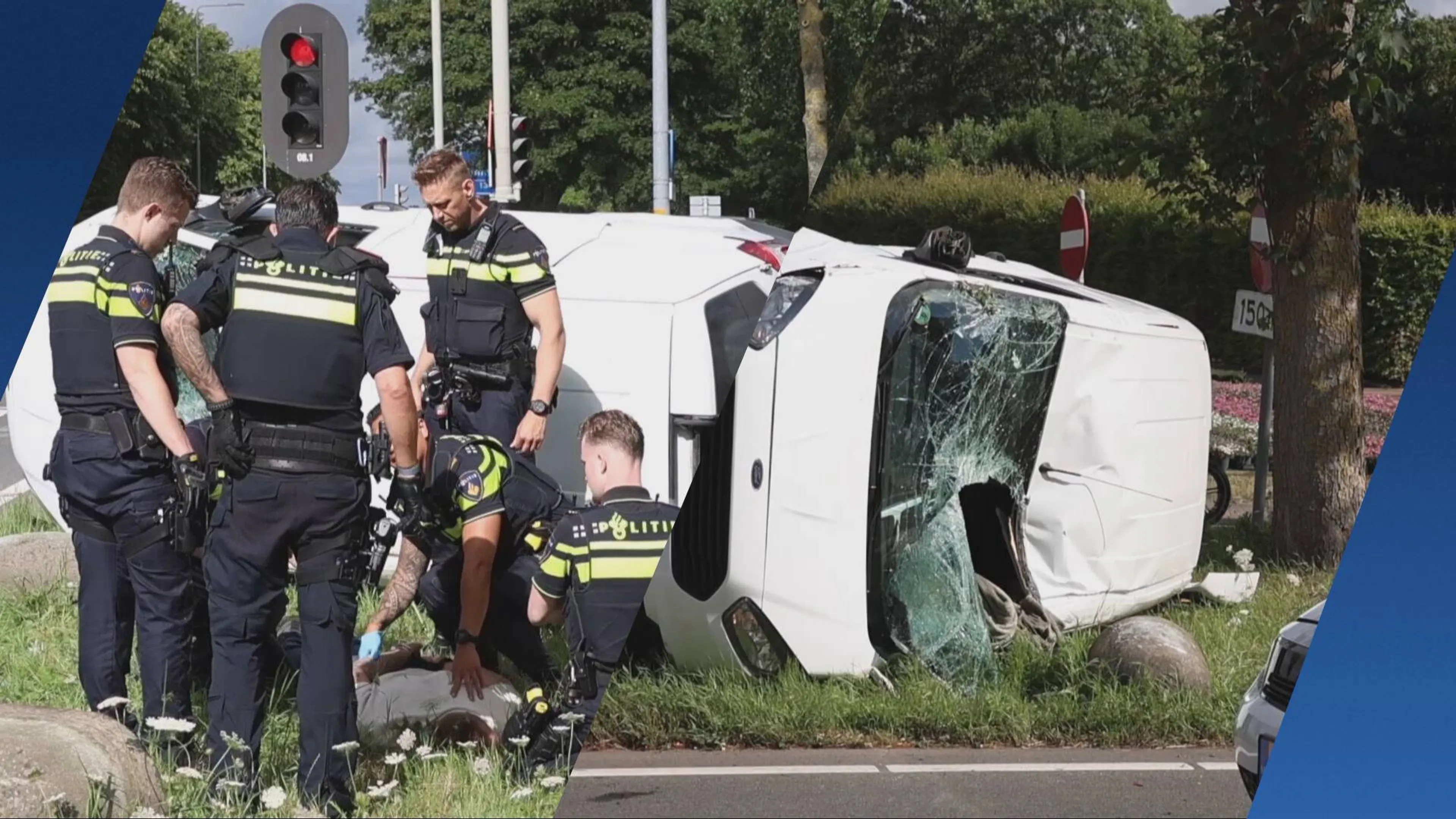 Busje crasht op N44 na wilde achtervolging, agent raakt gewond