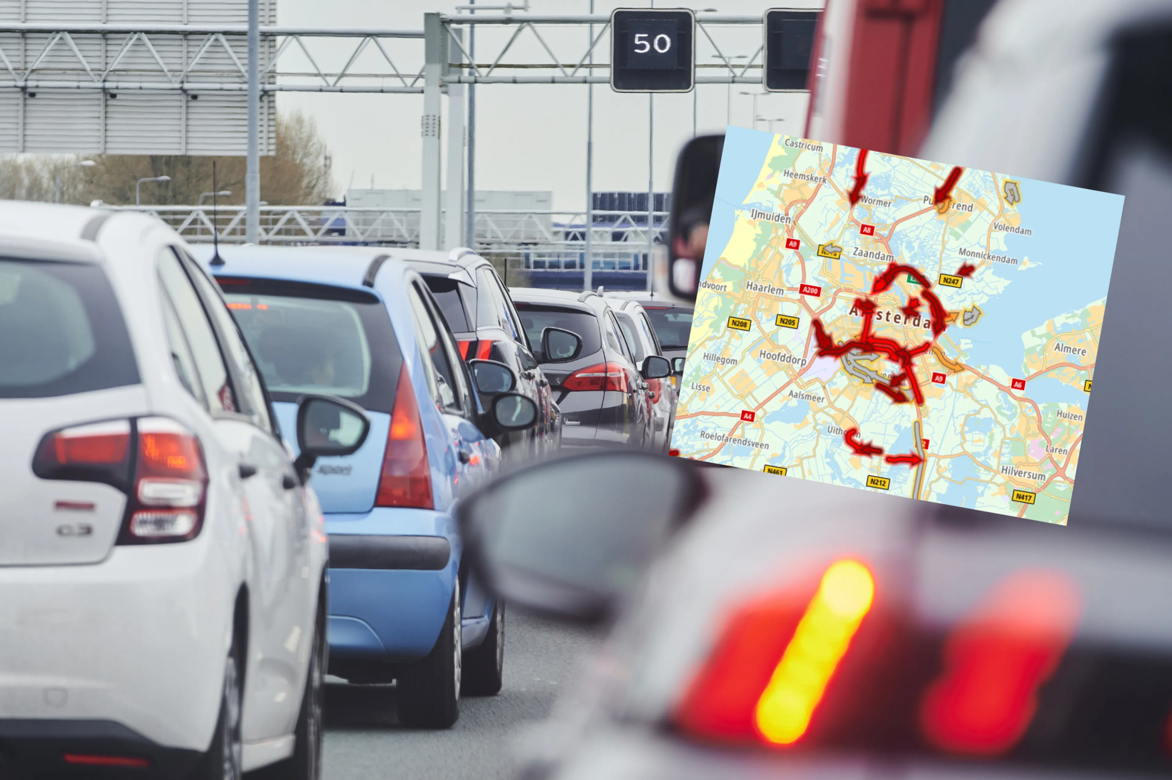 Drukte op wegen rond Amsterdam door afsluiting A9