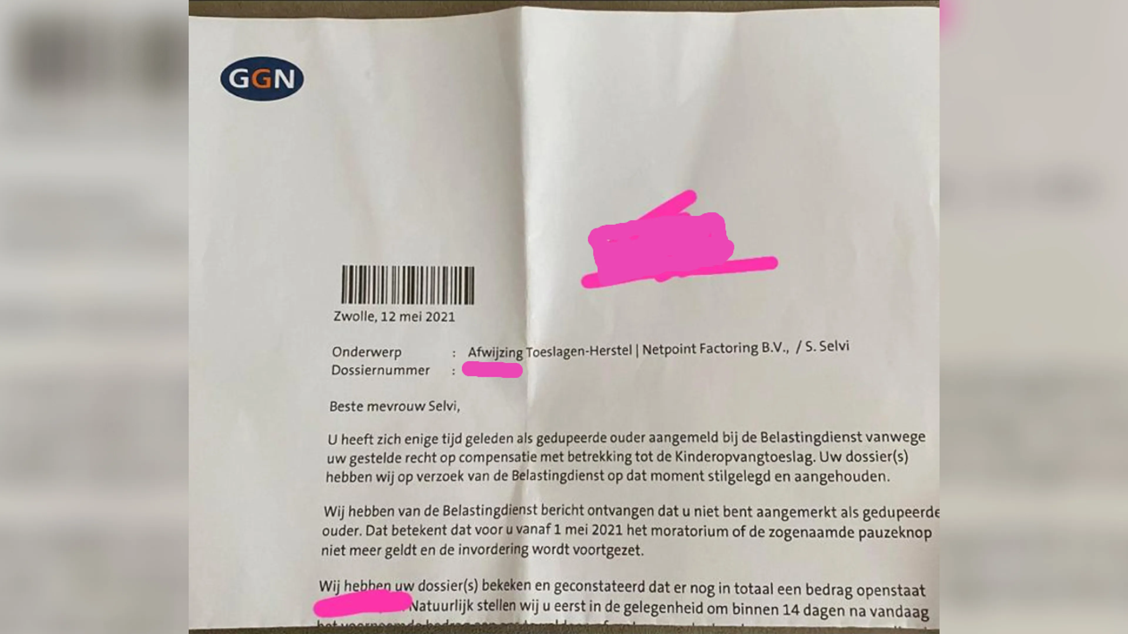 Gedupeerden toeslagenaffaire boos over onterechte brief van deurwaarder