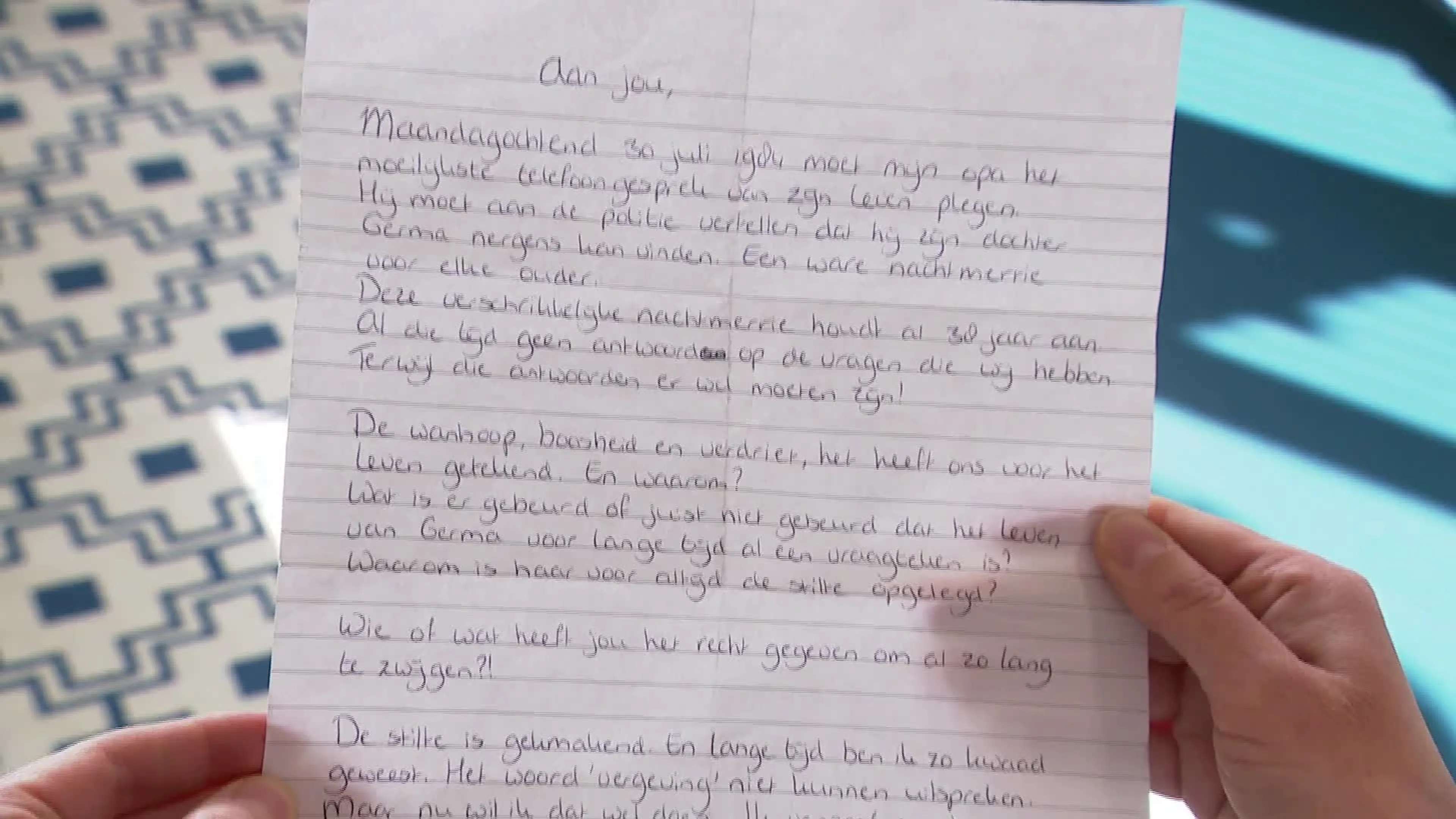 Nichtje coldcase-zaak Germa schrijft emotionele brief aan dader: 'Een race tegen de klok'