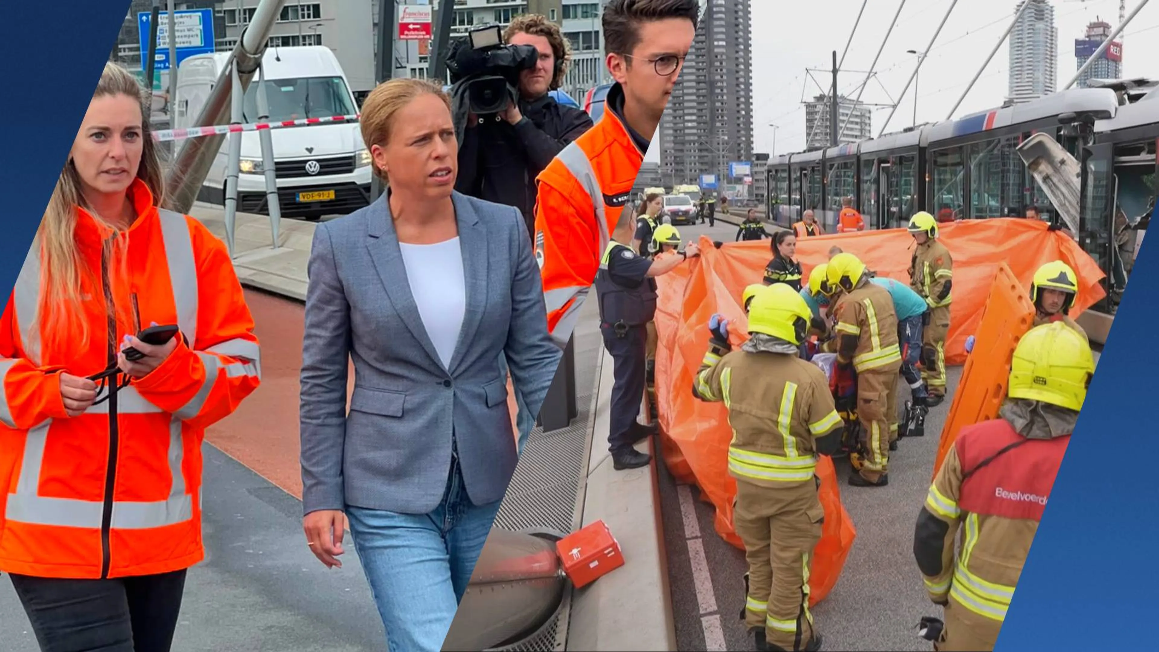 Zeven gewonden naar ziekenhuis na trambotsing op Erasmusbrug