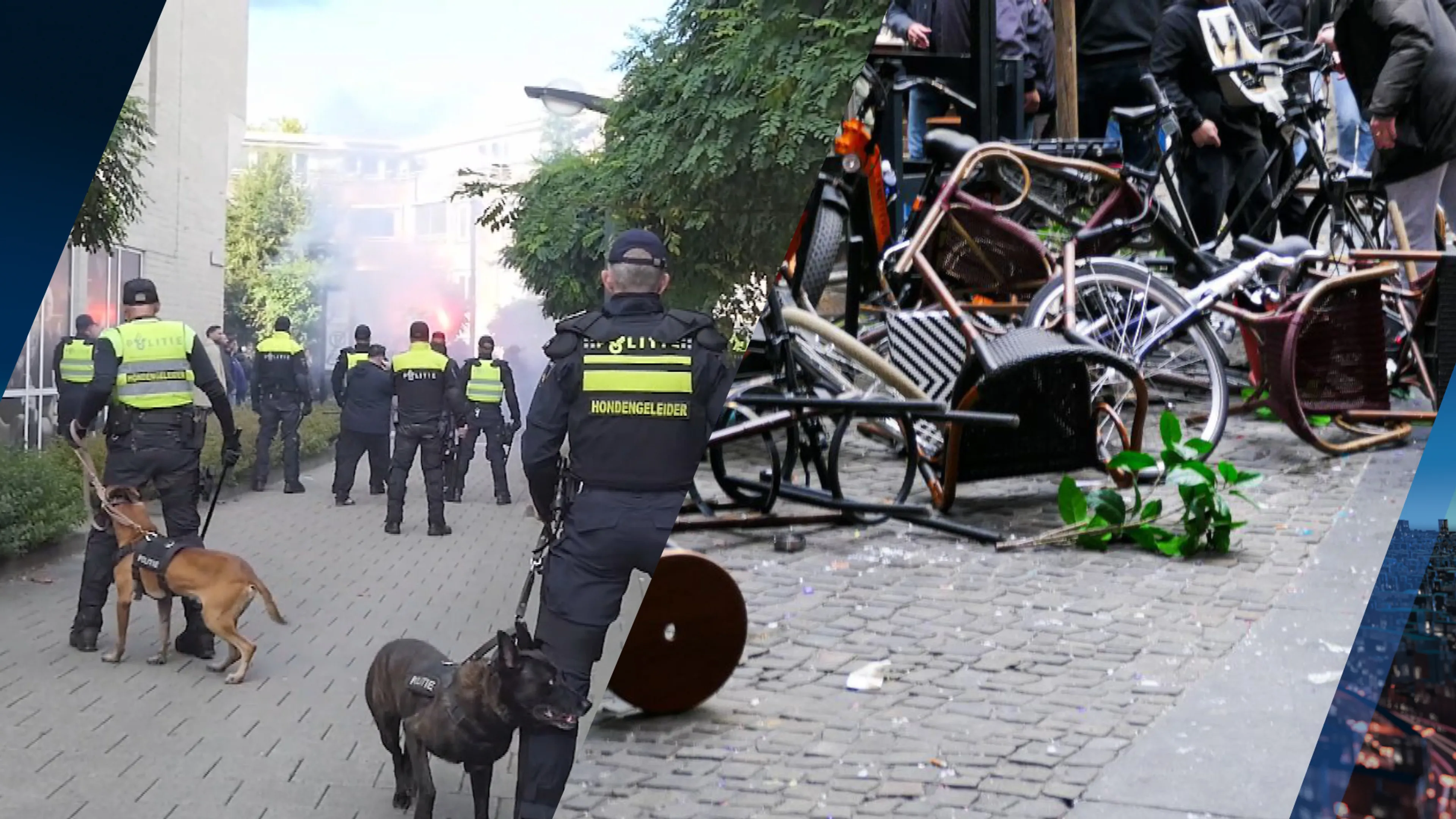 Voetbalfans gooien met vuurwerk en stoelen in Enschede, twee gewonden en ME ingezet