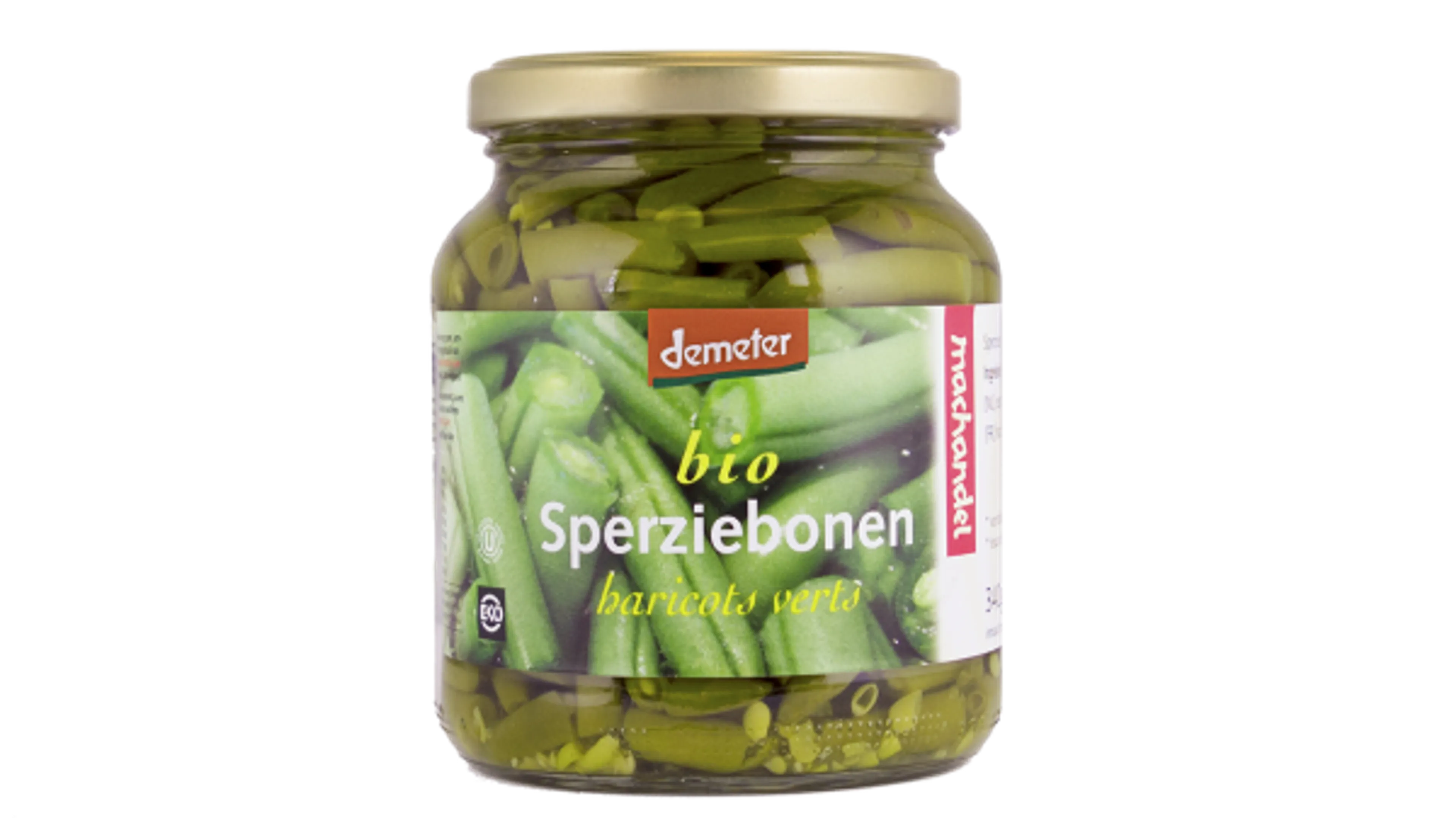 Potten met sperziebonen teruggehaald om glas