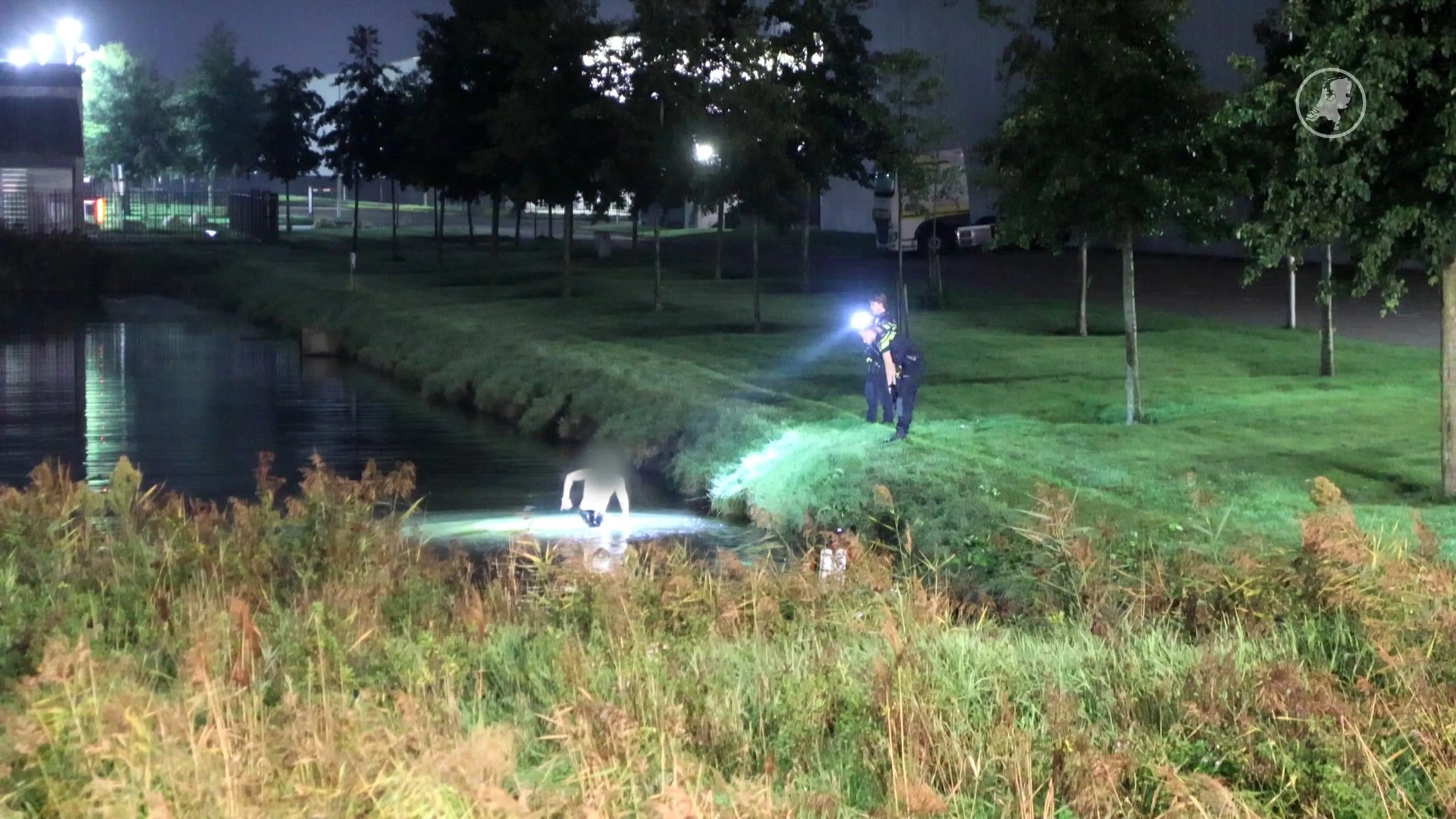 Man springt na ruzie op A12 in plas en verstopt zich in riet