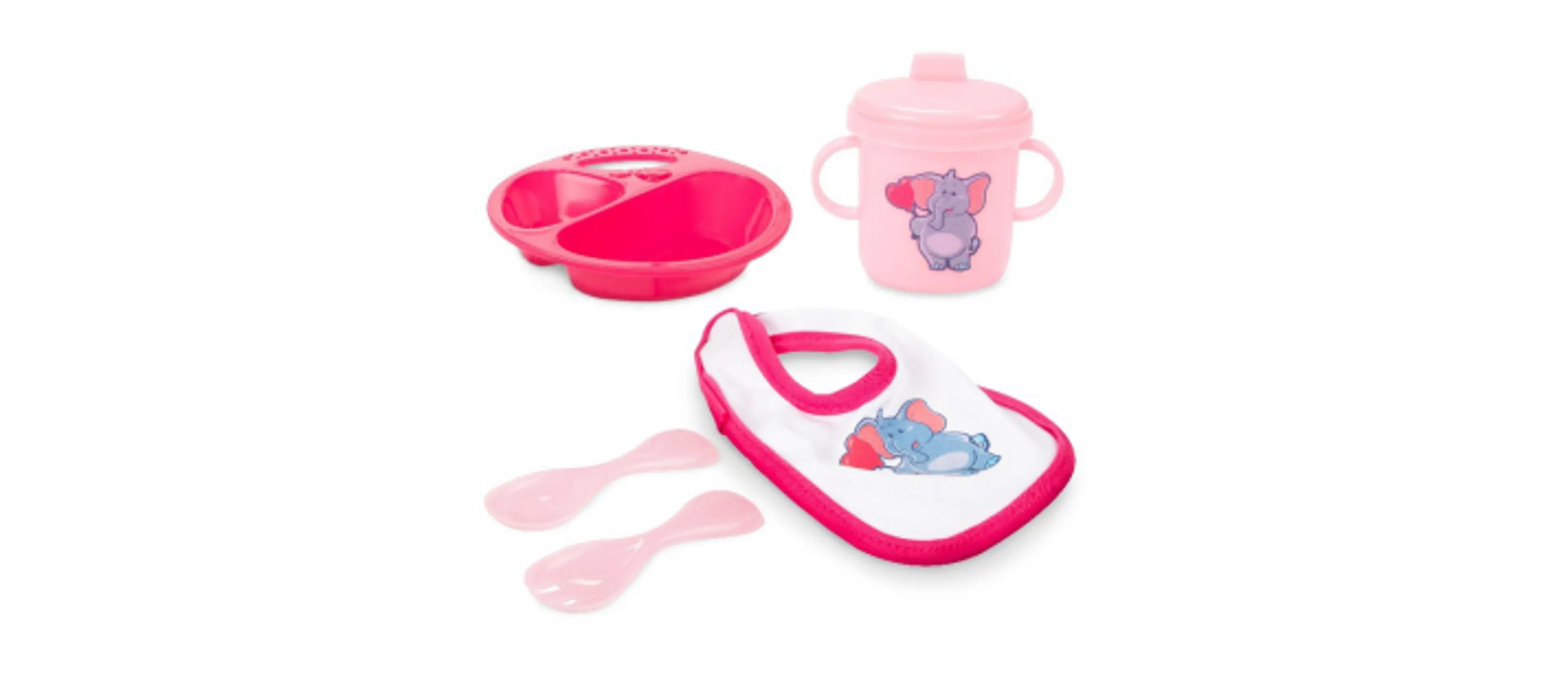 Let op! Kans op verstikkingsgevaar bij 5-delige babypop eetset voor kleine kinderen