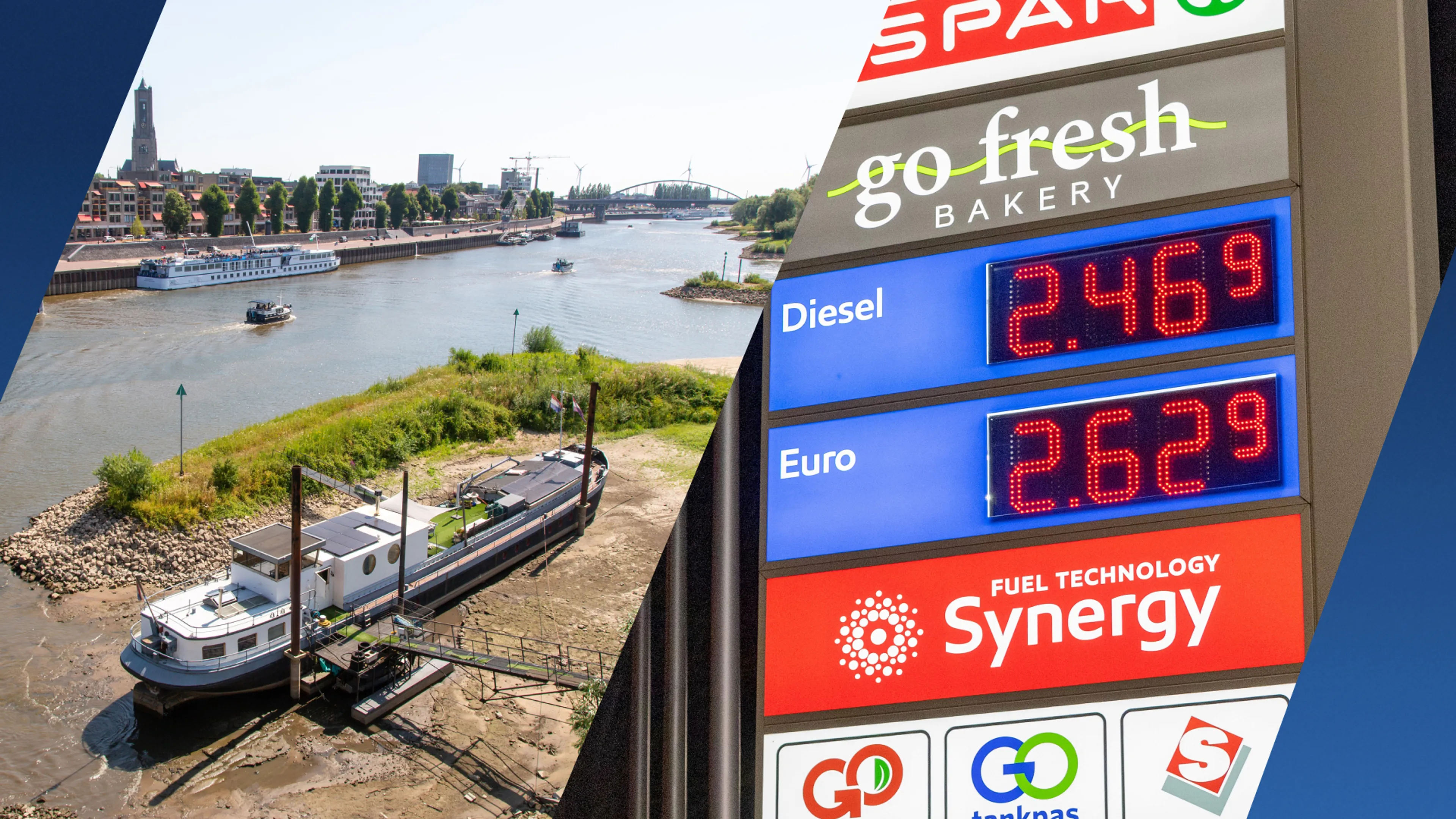 Benzineprijs mogelijk omhoog door droogte en lage waterstanden