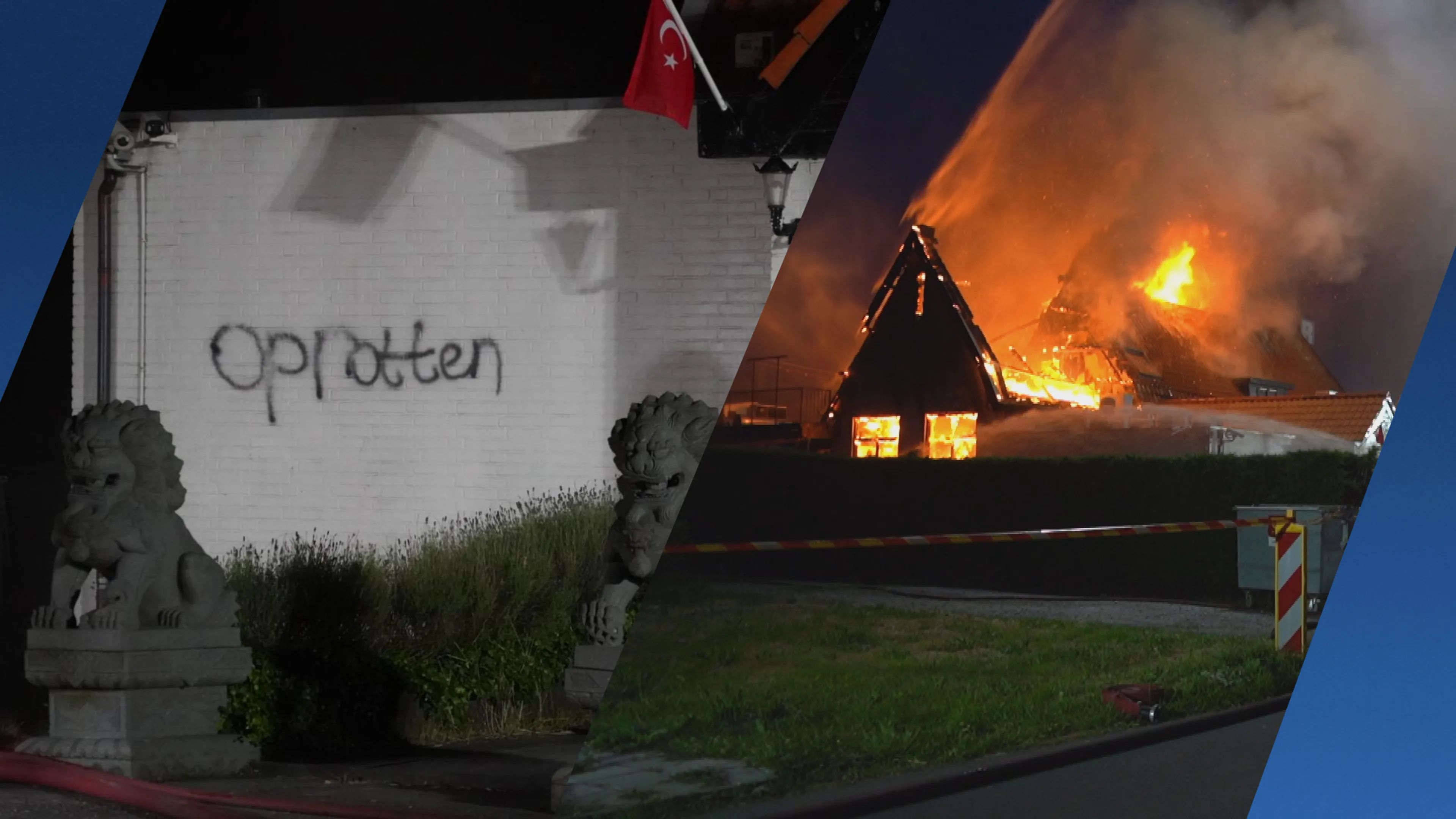 Zeer grote brand in restaurant Wijdenes, 'verontrustende' leuzen op gevel
