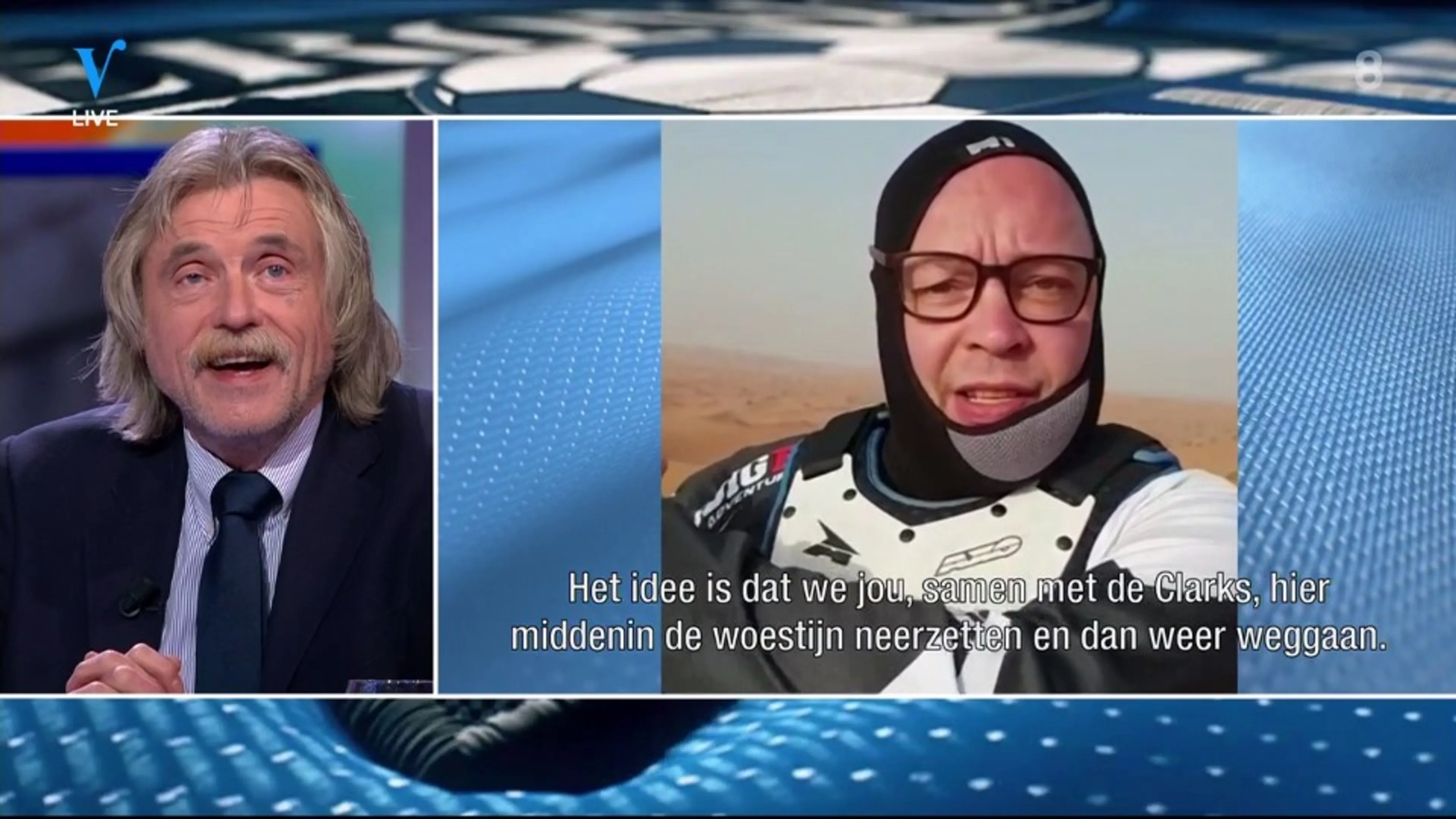 Directeurtje feliciteert Johan in woestijn