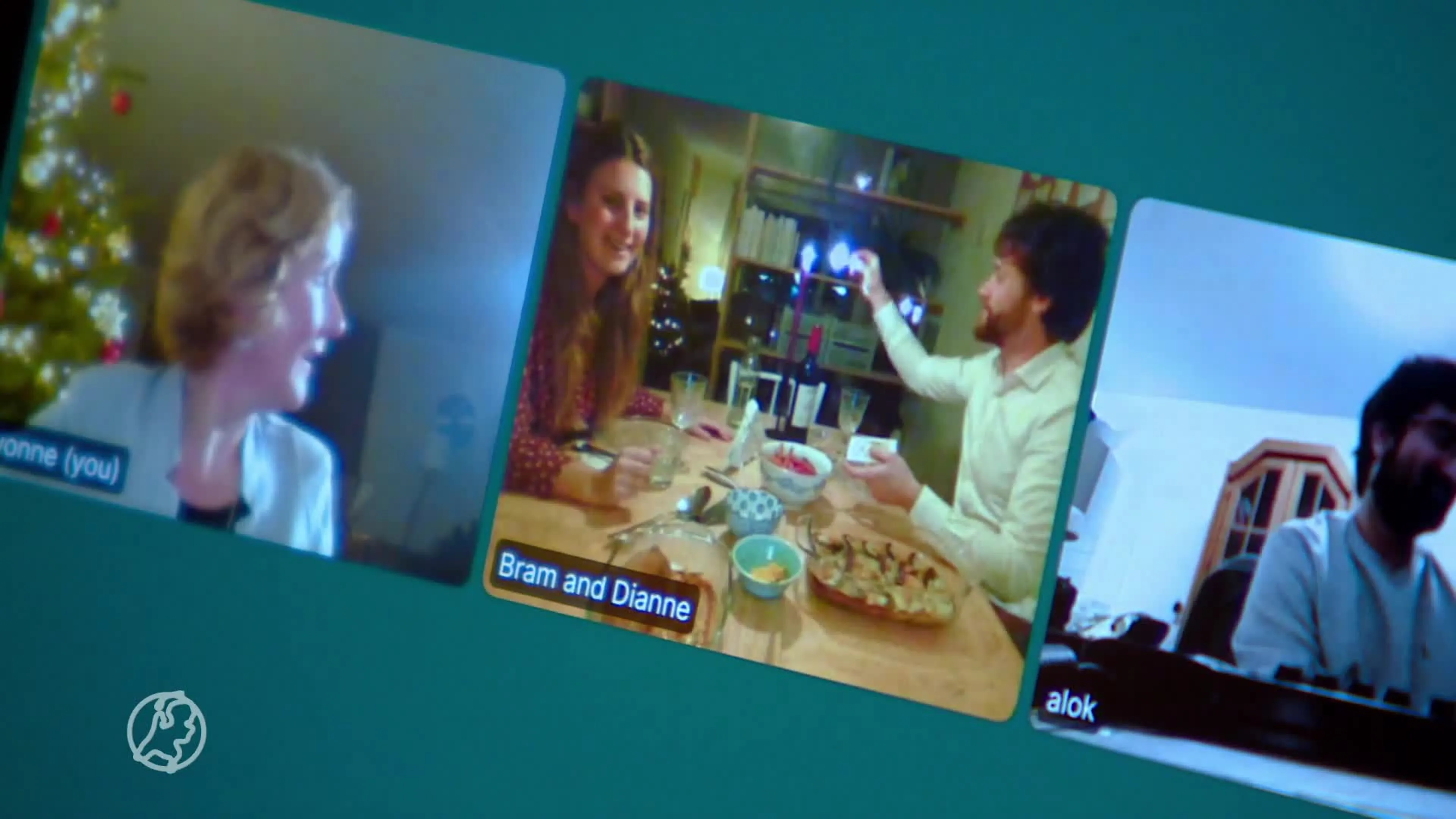 Samen aan het digitale kerstdiner met onbekenden via videobel...