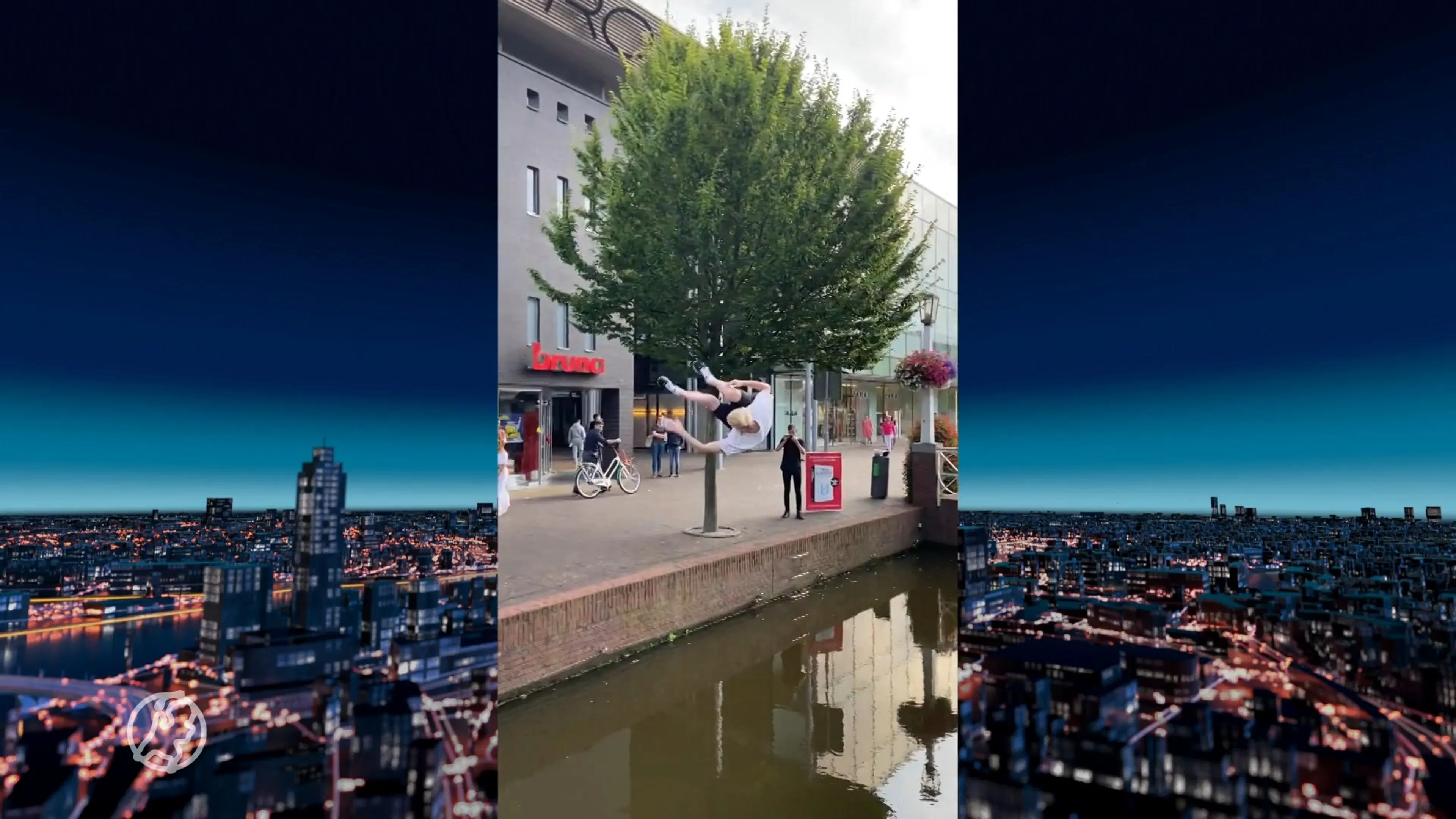 Freerunner Tycho (18) gaat viral met waanzinnige saltosprong over gracht Zaandam