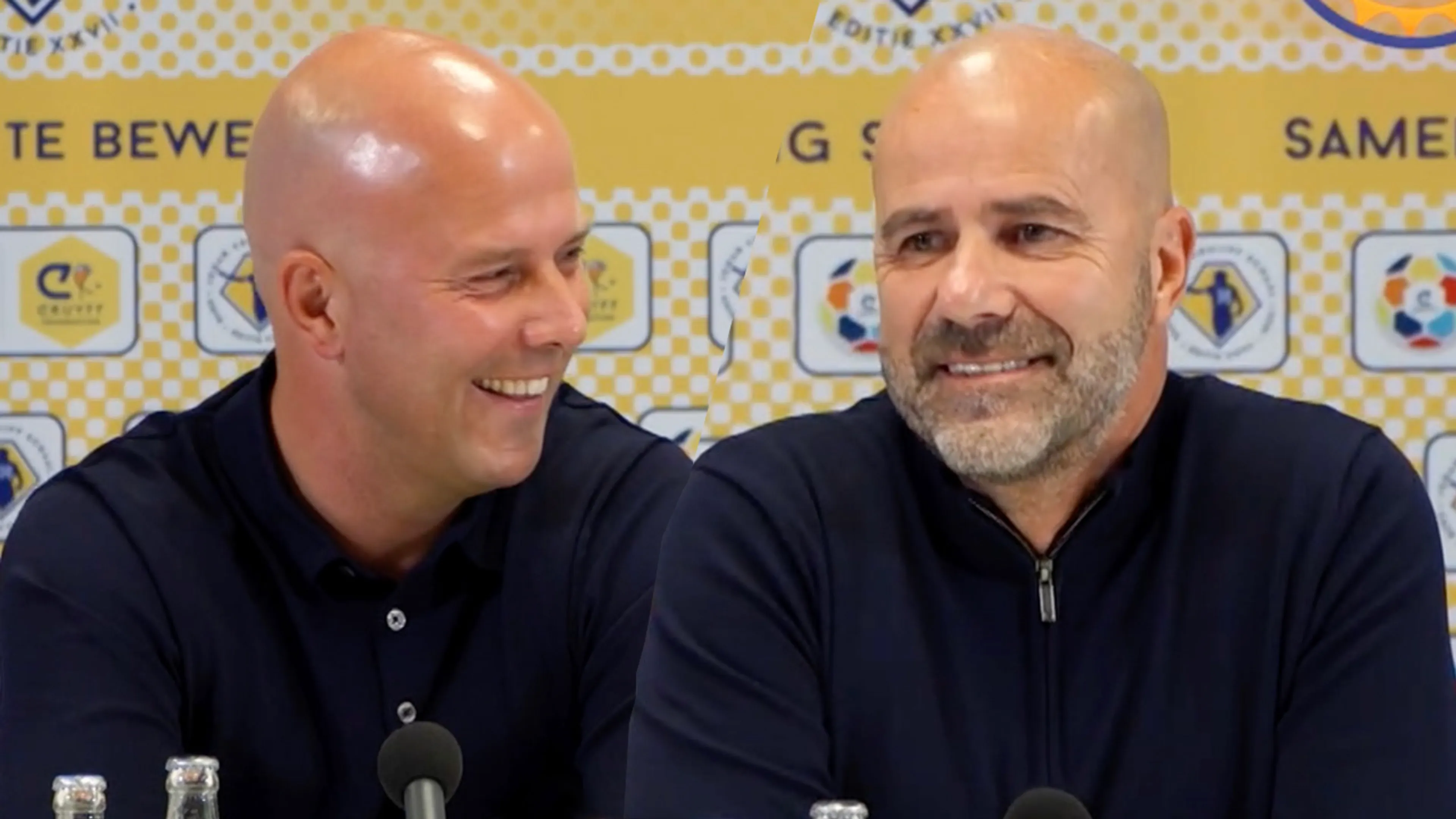 Lachende Slot waarschuwt Bosz: 'Kijk uit wat je zegt, hè'