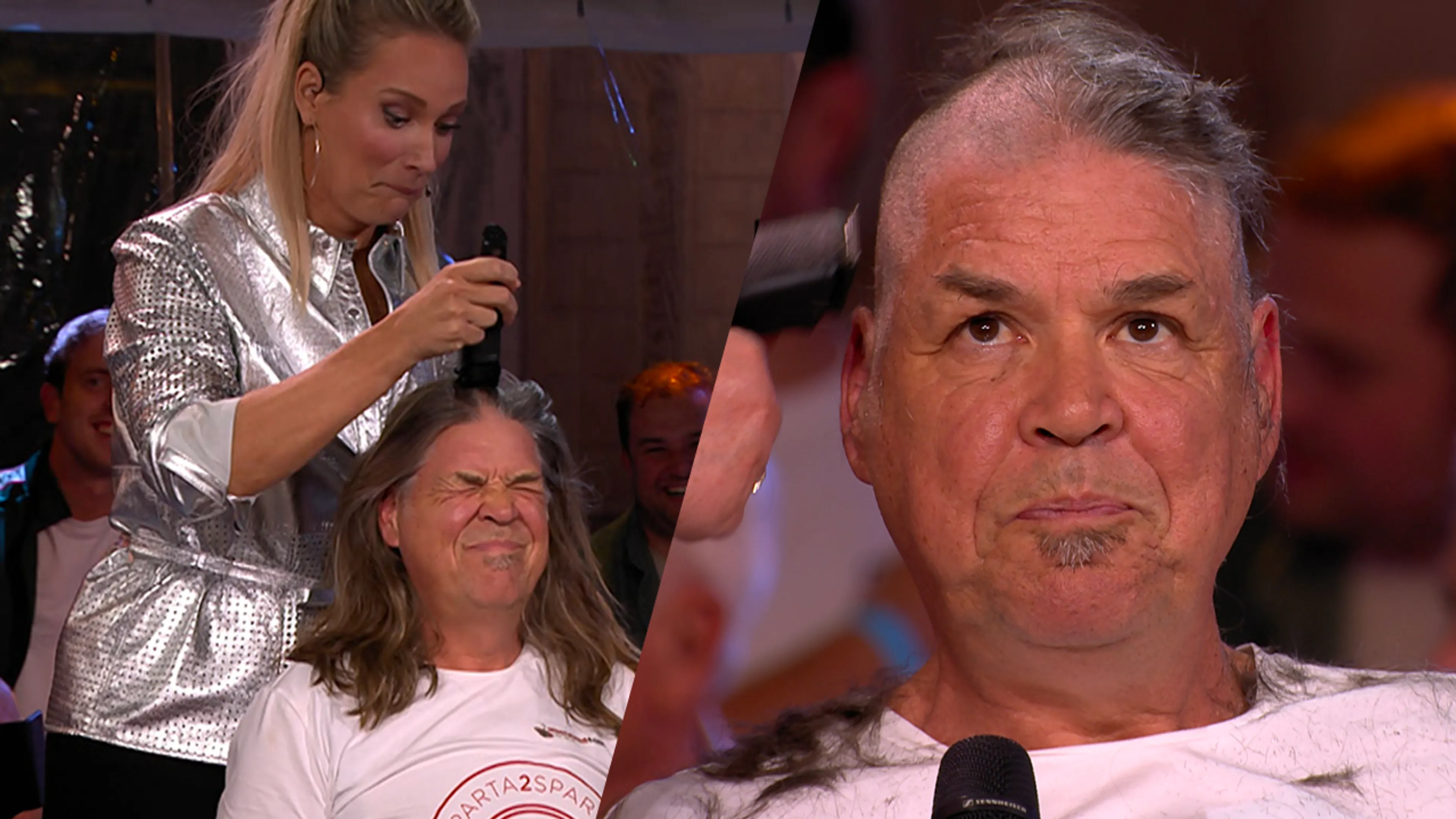 Hélène scheert hoofd van man kaal bij De Oranjezomer