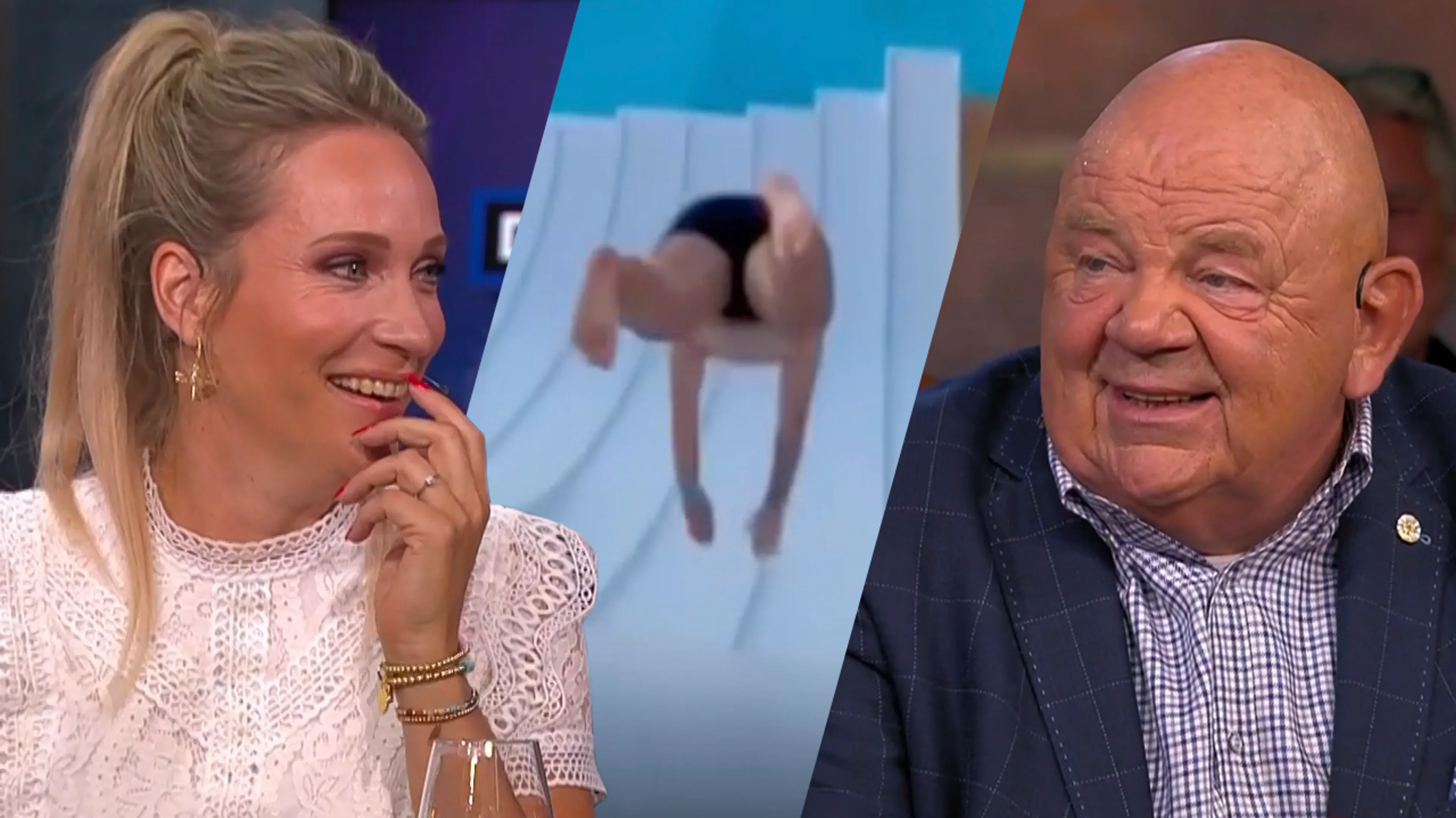 Hélène heeft filmpje van Pieter op de waterglijbaan: ‘Bommetje van het jaar!'