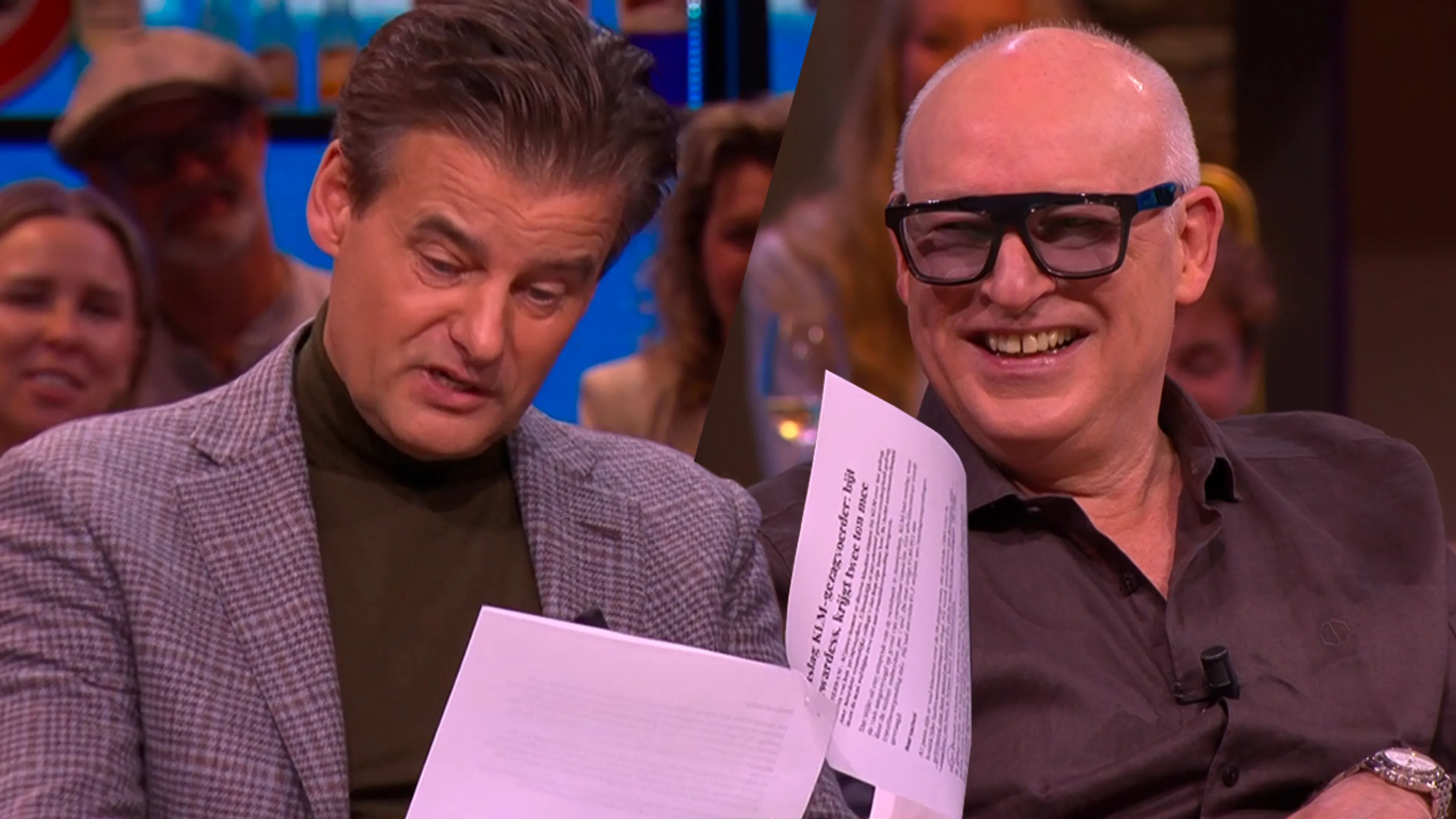 René lacht om lange opsomming van Wilfred over wangedrag van KLM-piloot