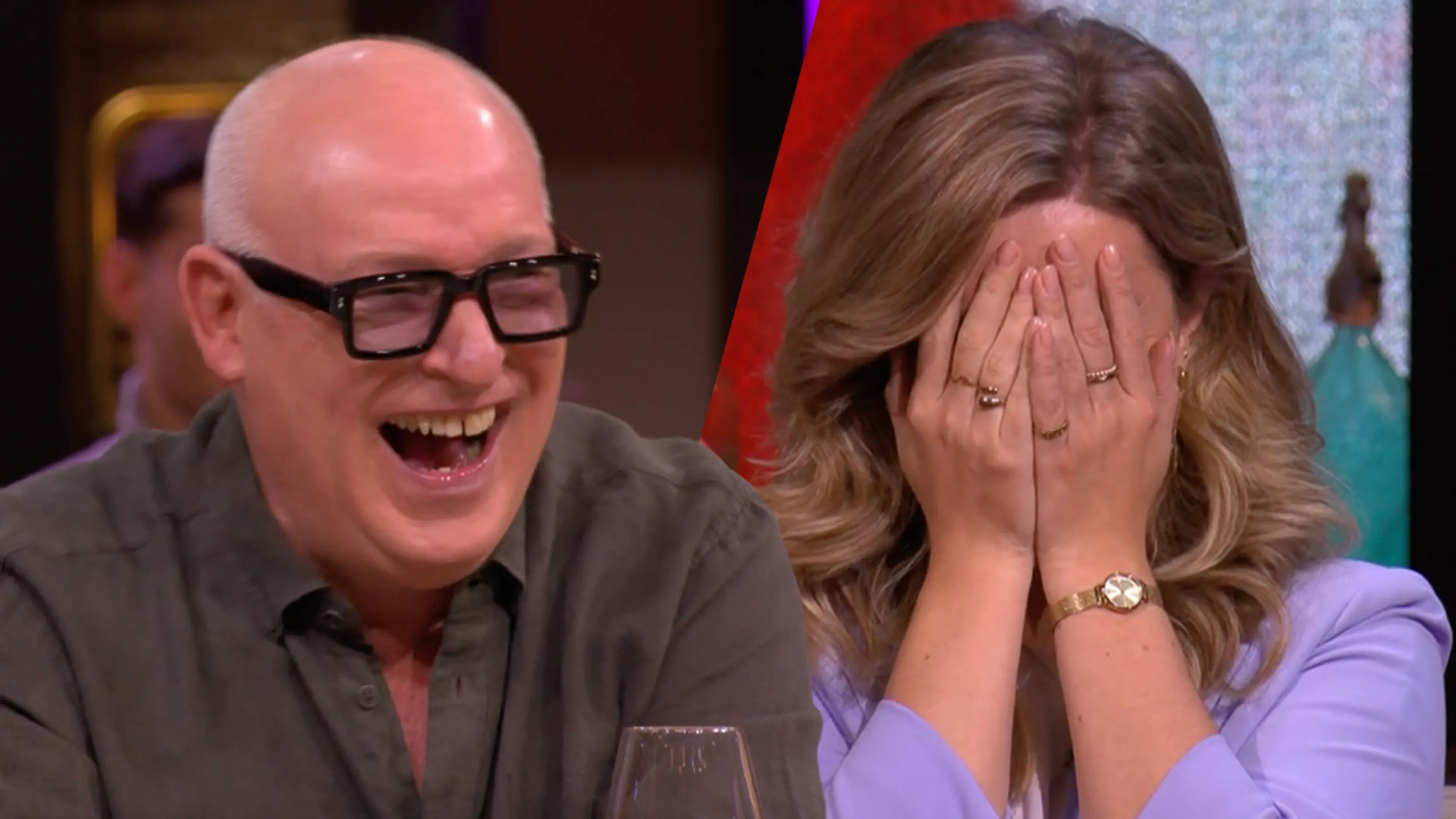 Merel trapt vol in grapje van René: 'Laat dat lijstje nou nog eens zien...'