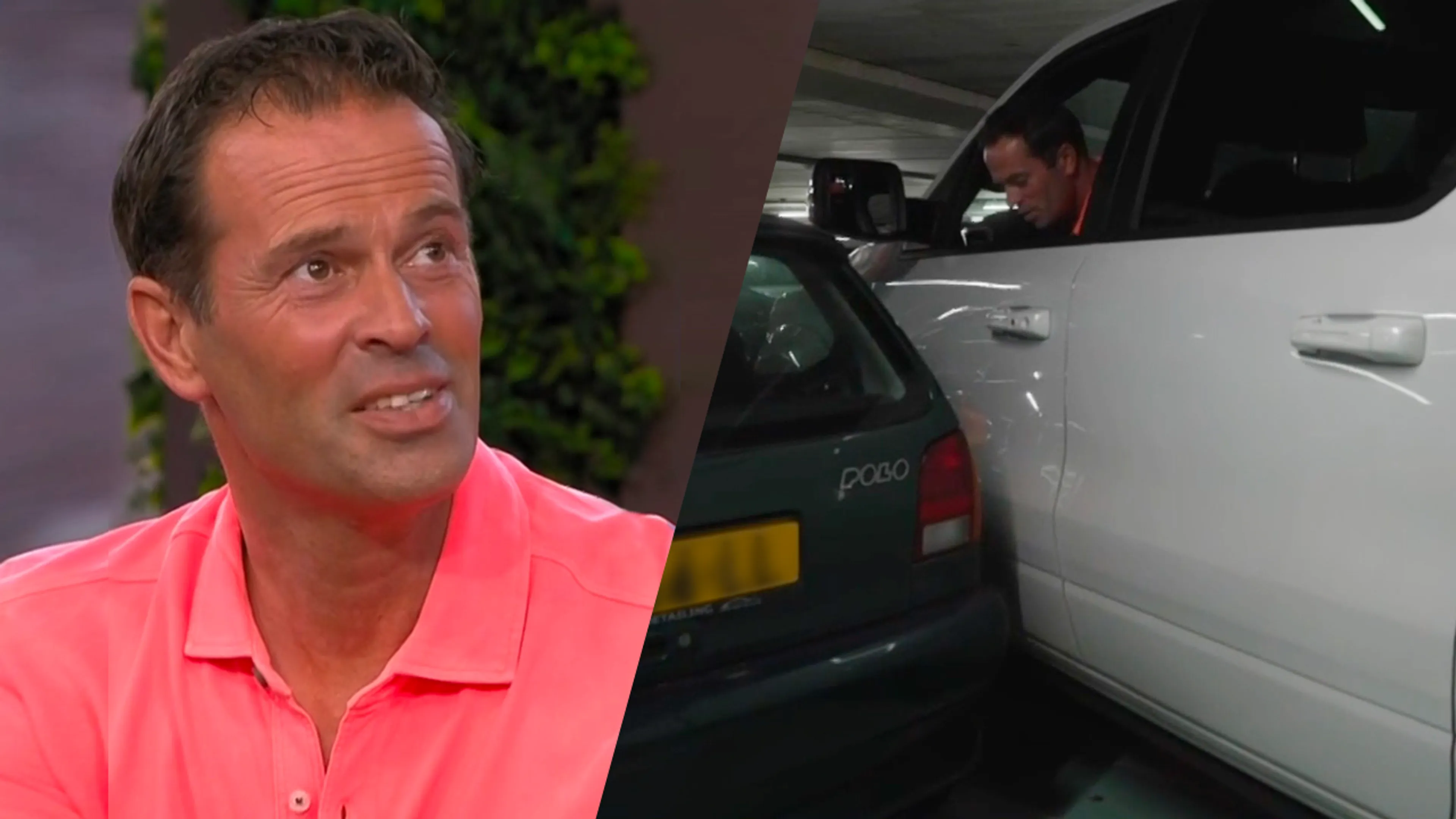Aankomst Bas Nijhuis in parkeergarage gaat maar net goed!