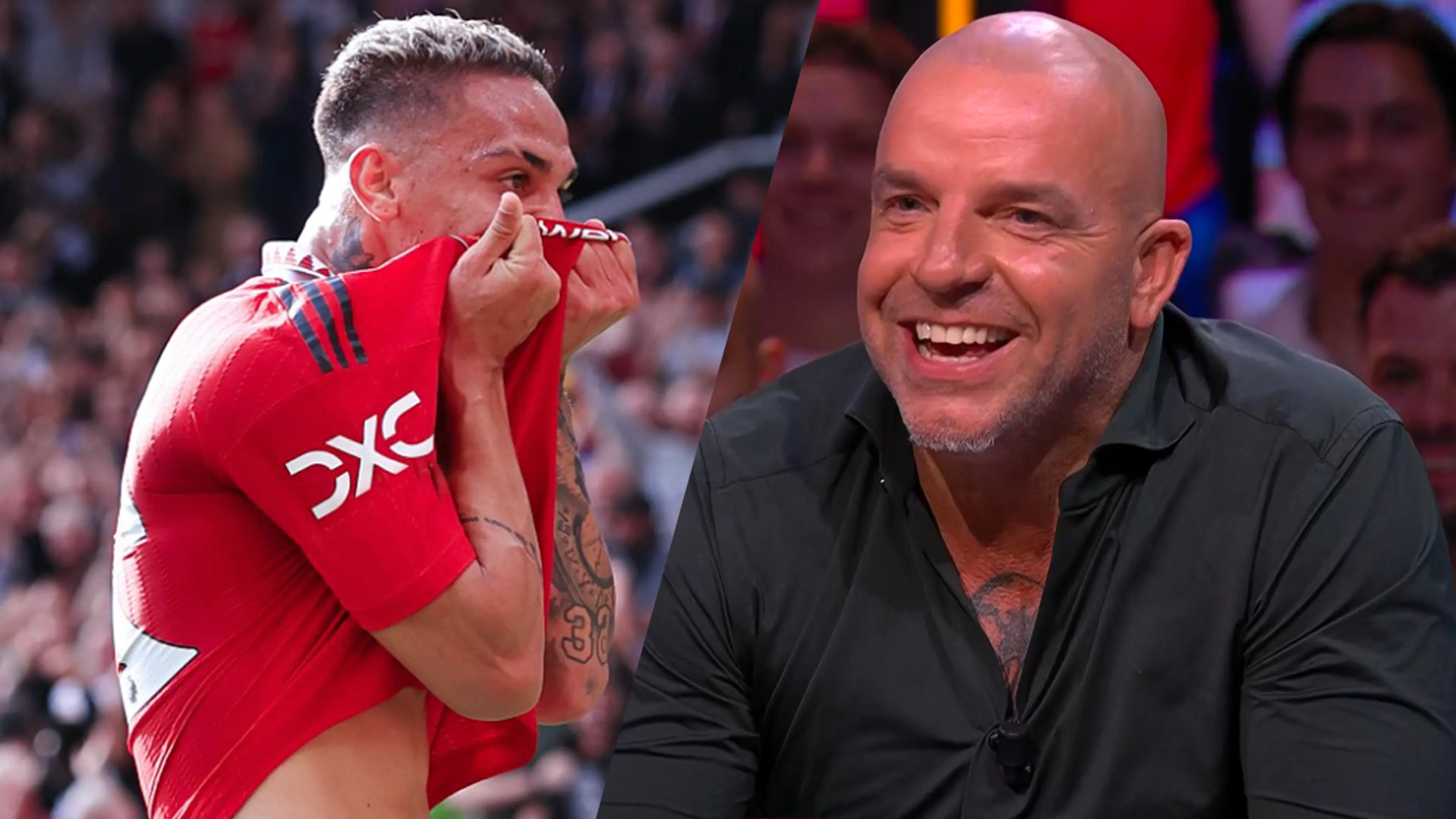 Andy ziet Antony het logo van Manchester United kussen: 'Ik kus liever andere dingen'