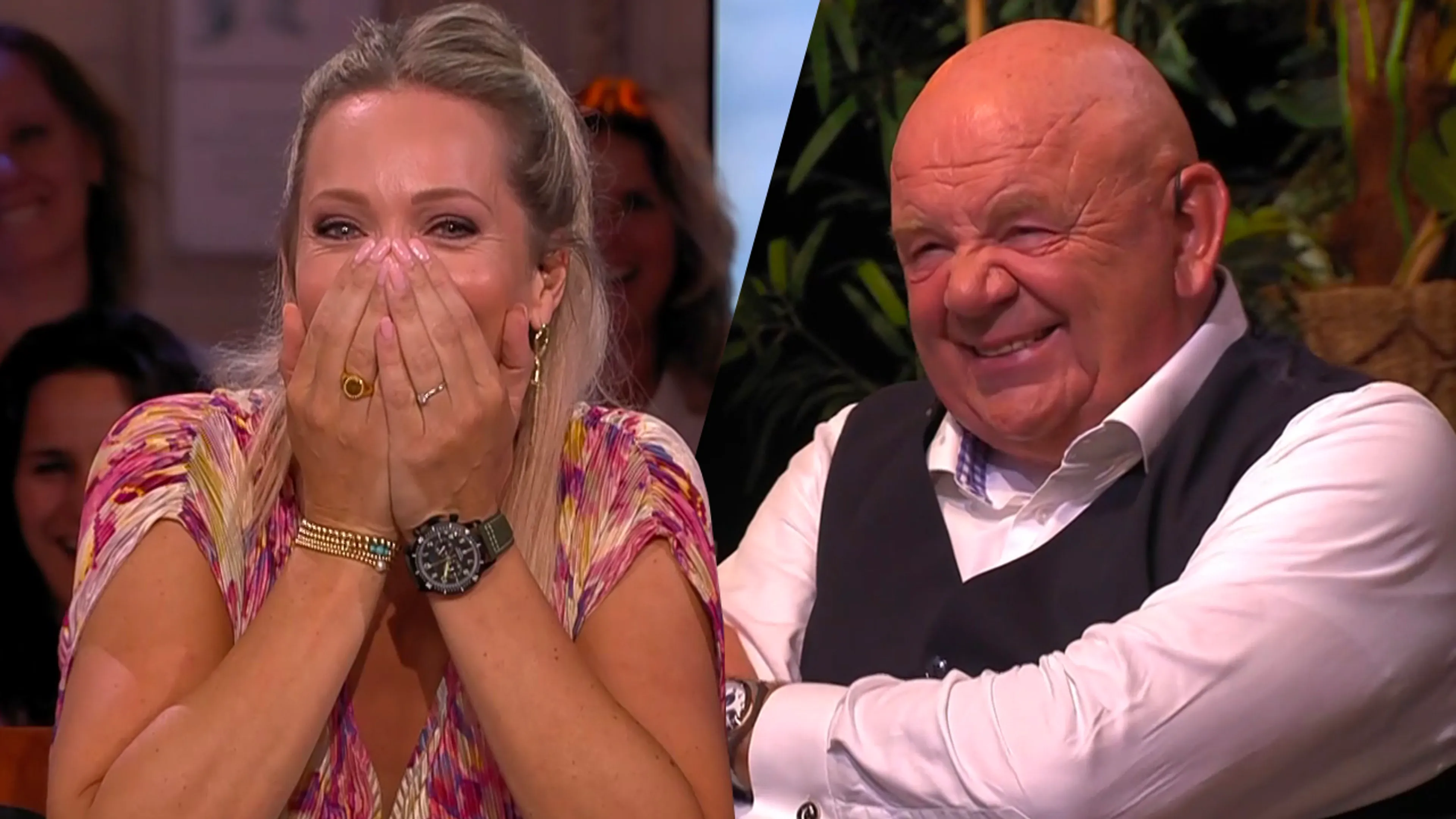 Hélène slaat handen voor gezicht na grapje over Pieter Cobelens