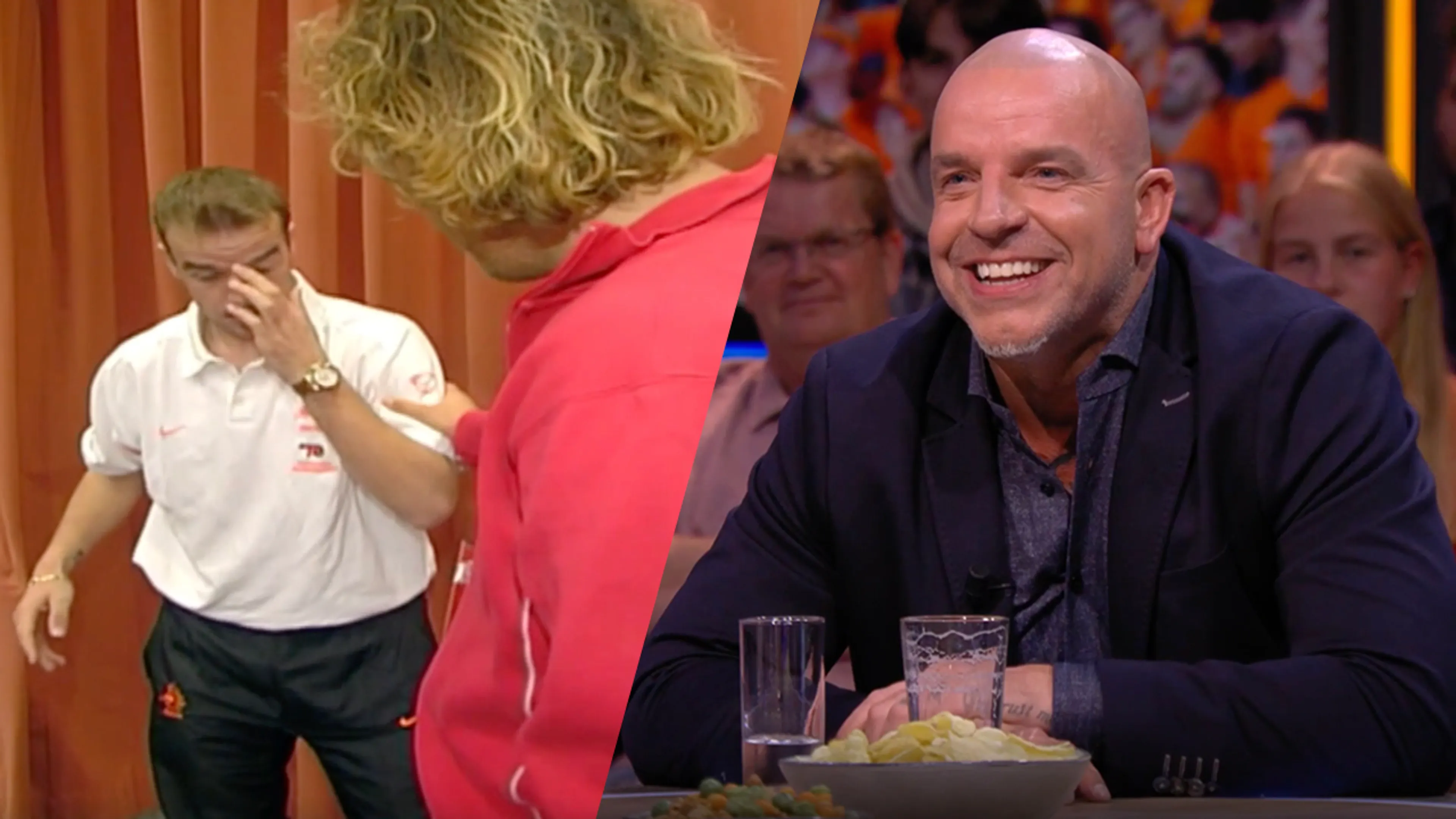 Veronica Offside-tafel ziet Andy omvallen tijdens interview: ‘Ik heb dit nog nooit gezien’