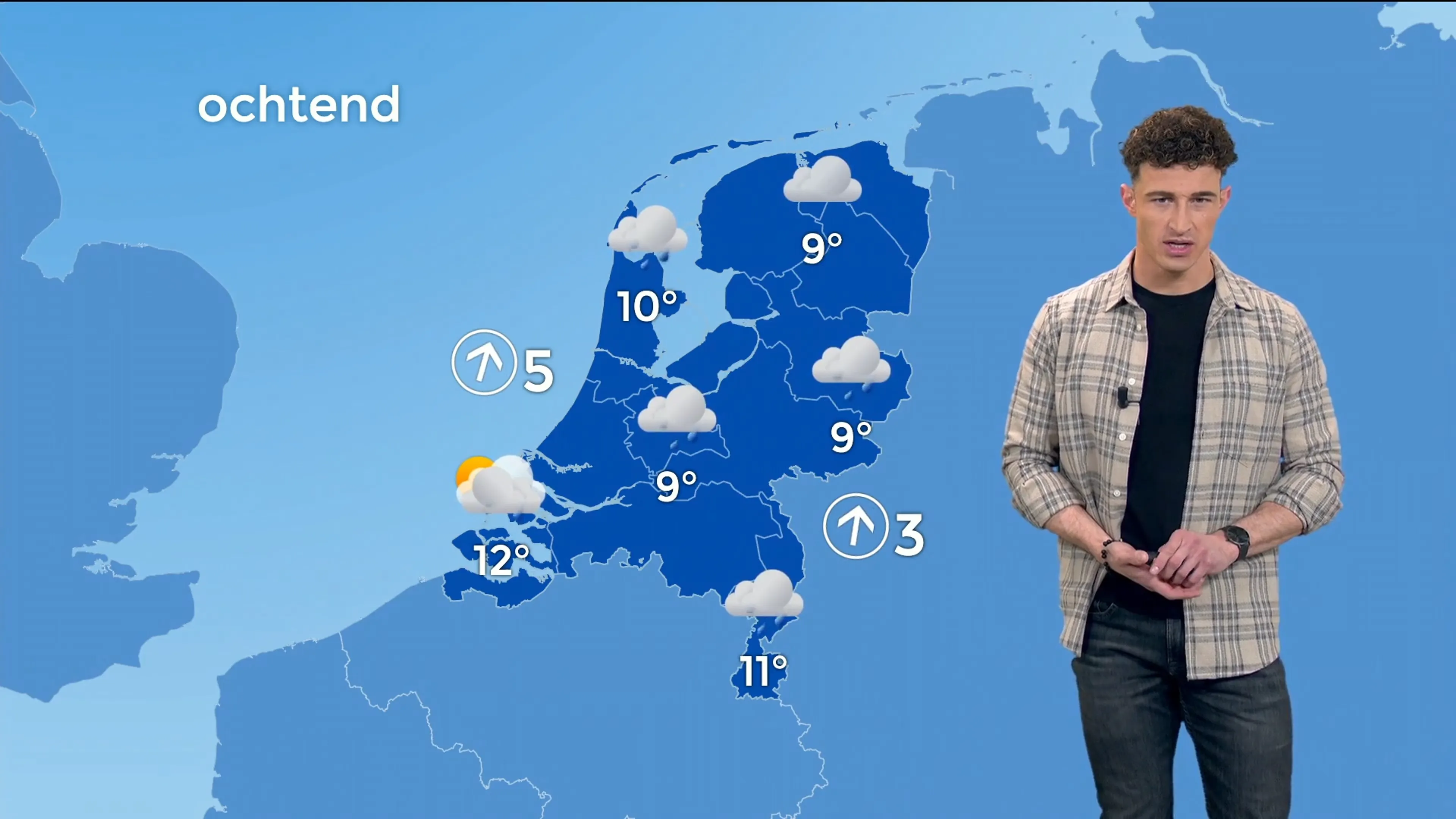 Natte dag in het verschiet, zon breek later door