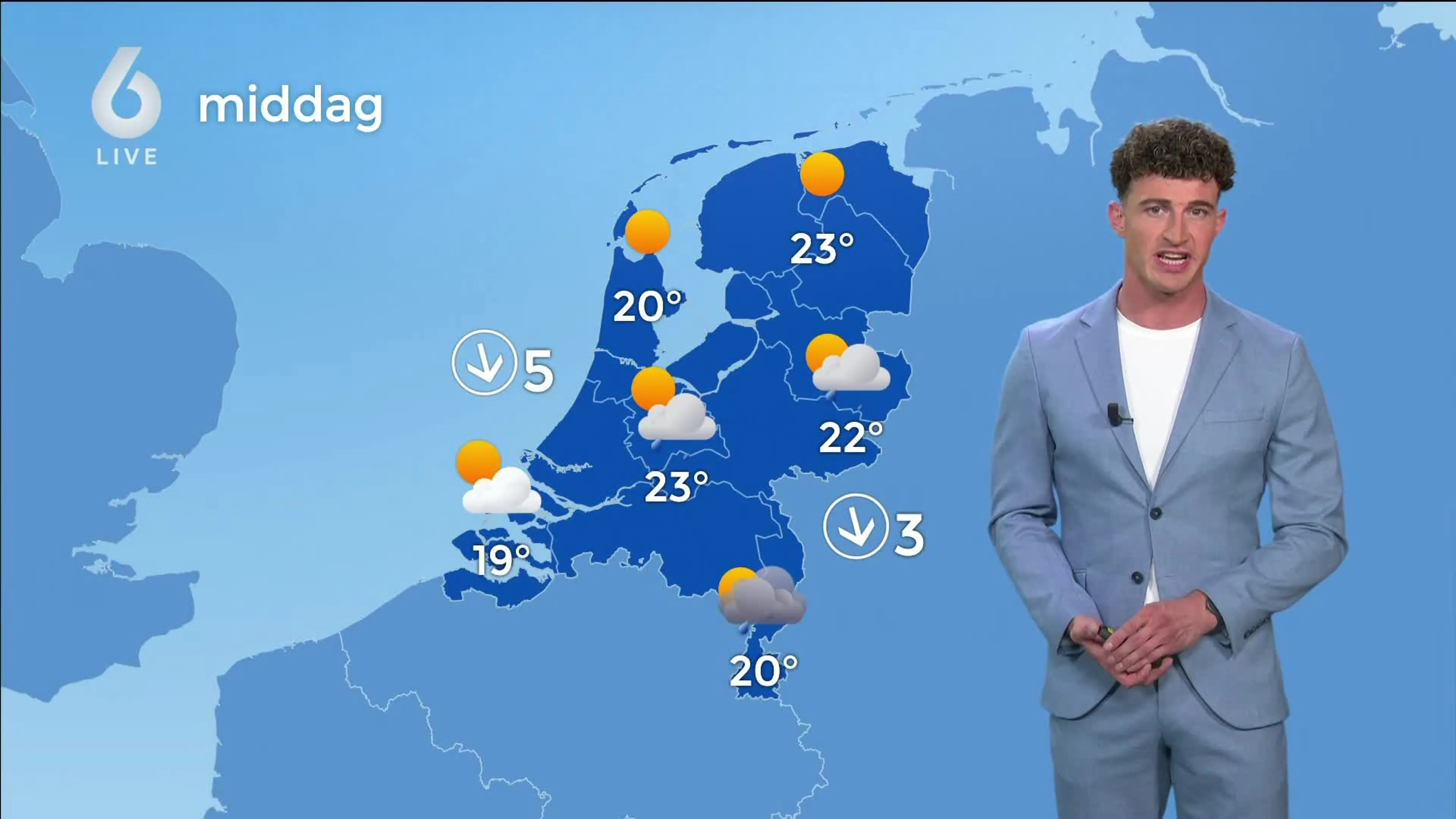 Zonnig in het noorden, zuiden krijgt te maken met felle (onweers)buien