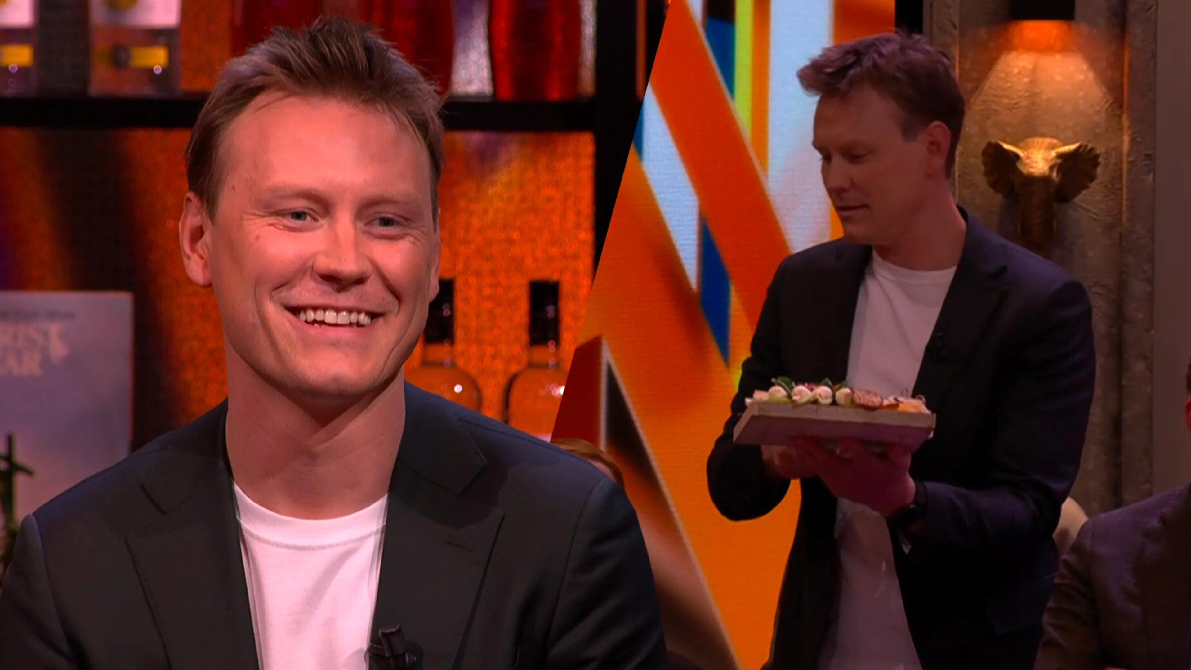Sam Hagens geeft hapjes voor de Vandaag Inside-tafel weg aan publiek: ‘Ze keken héél hongerig!’