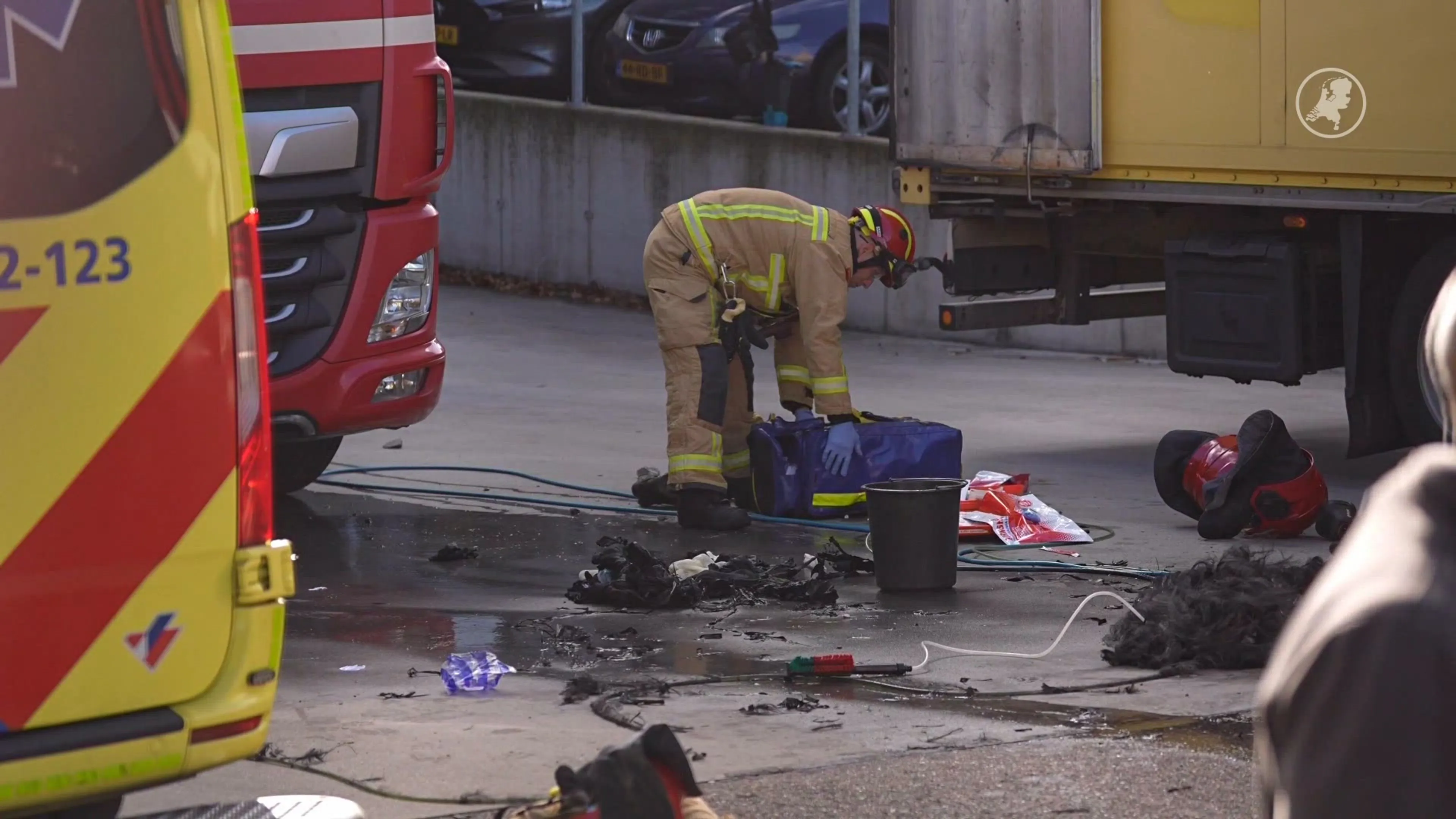 Glazenwasser vliegt in brand na ongeluk met hoogspanningskabel
