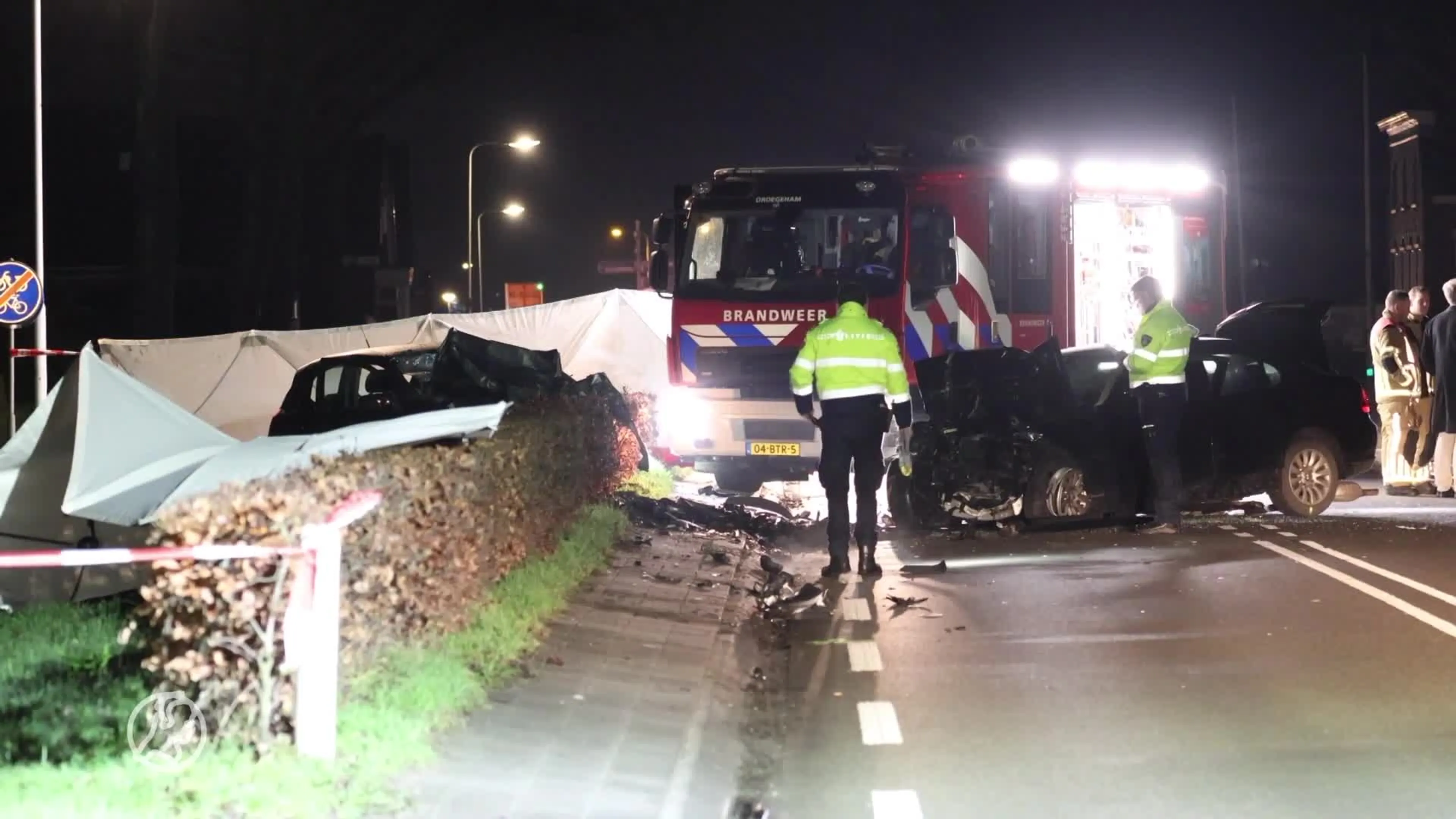 Drie mensen omgekomen bij frontale botsing in Friese Kootstertille