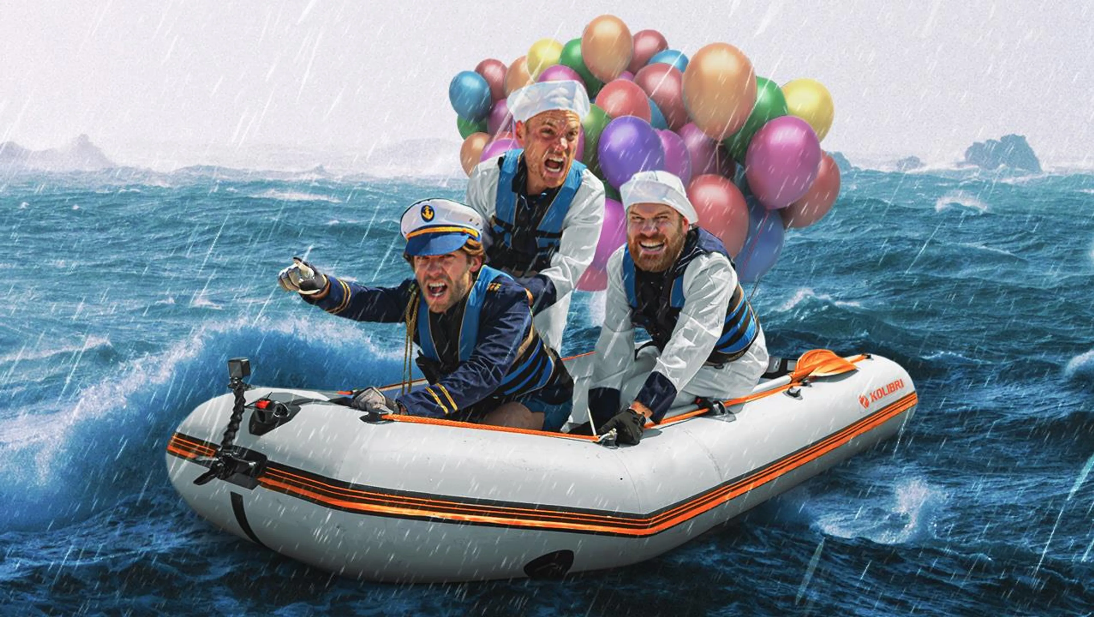 De zee oversteken in een opblaasboot