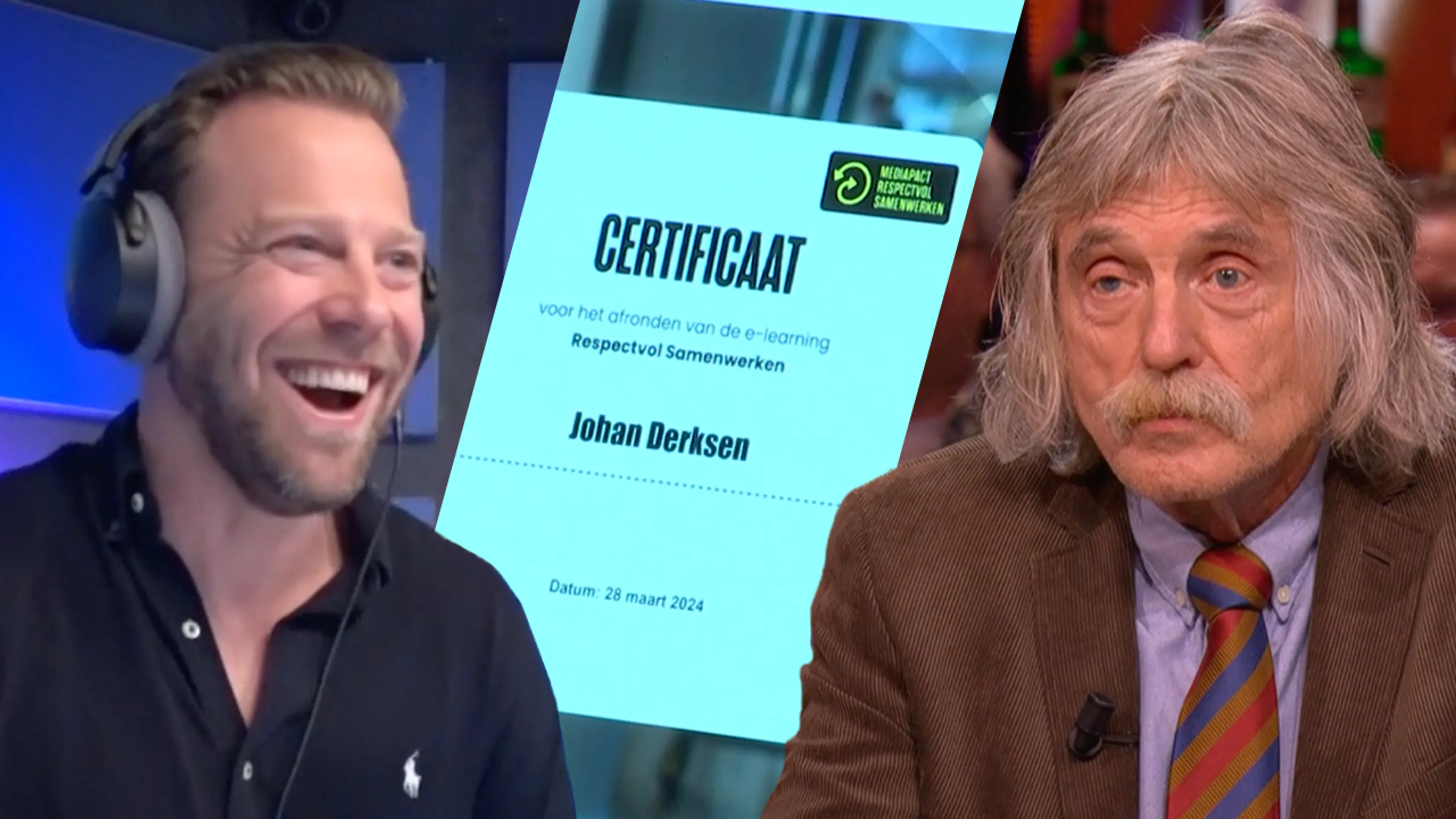 De 538 Ochtendshow maakt certificaat voor Johan voor gedragscursus: 'Hou dit wel stil!'